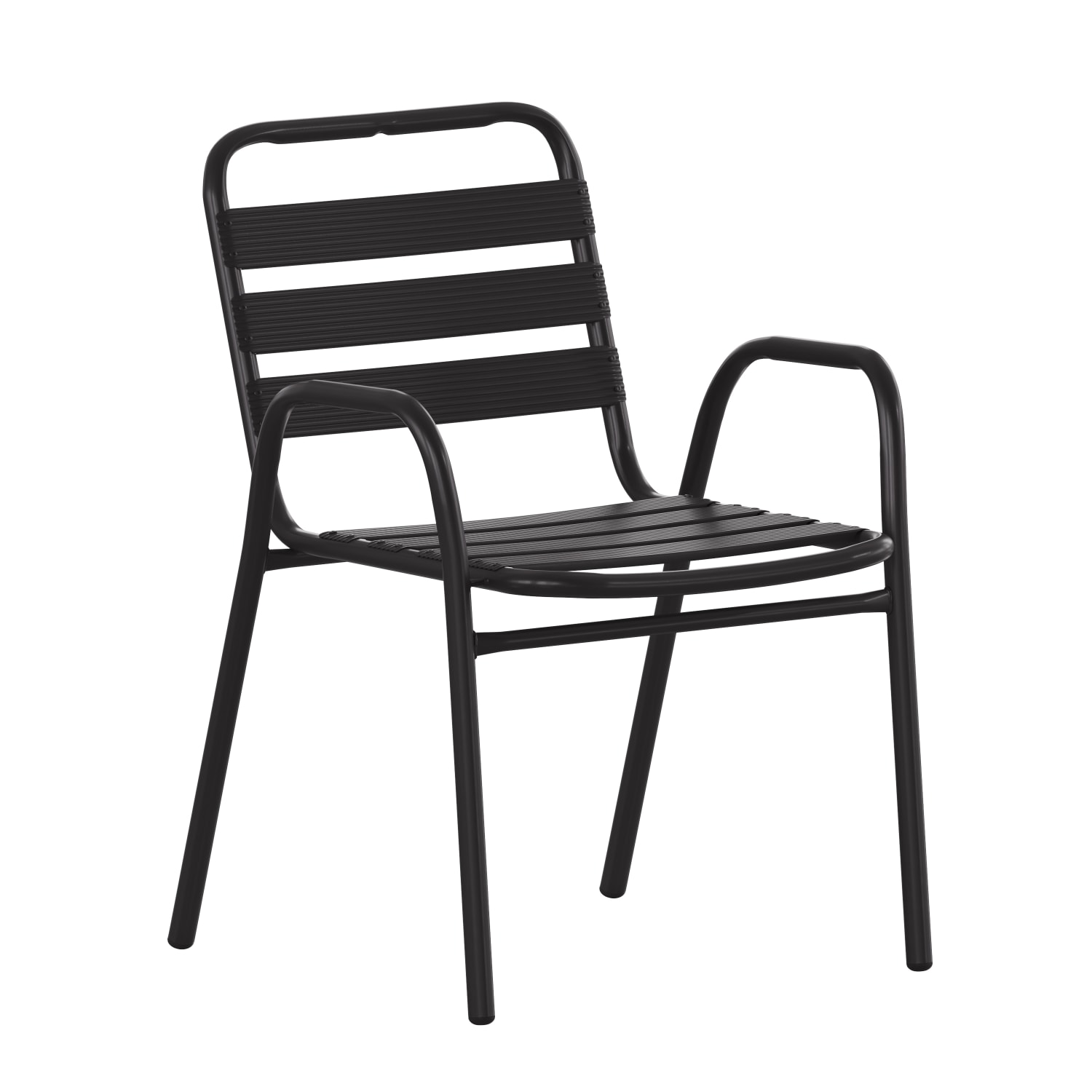 Flash Furniture Lila Aluminum Indoor/Outdoor Restaurant Stack Chair, Black, TLH018CBK - Image 3