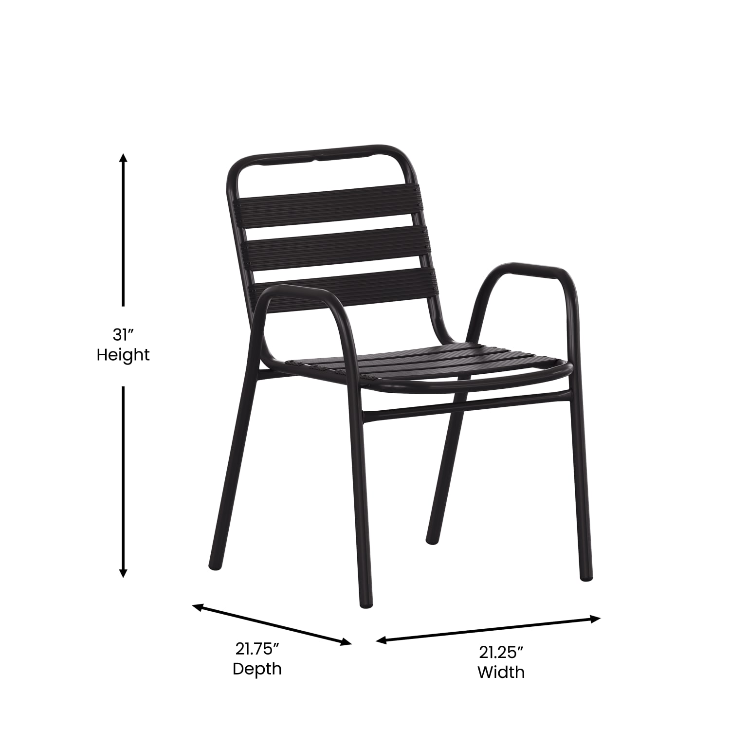 Flash Furniture Lila Aluminum Indoor/Outdoor Restaurant Stack Chair, Black, TLH018CBK - Image 6