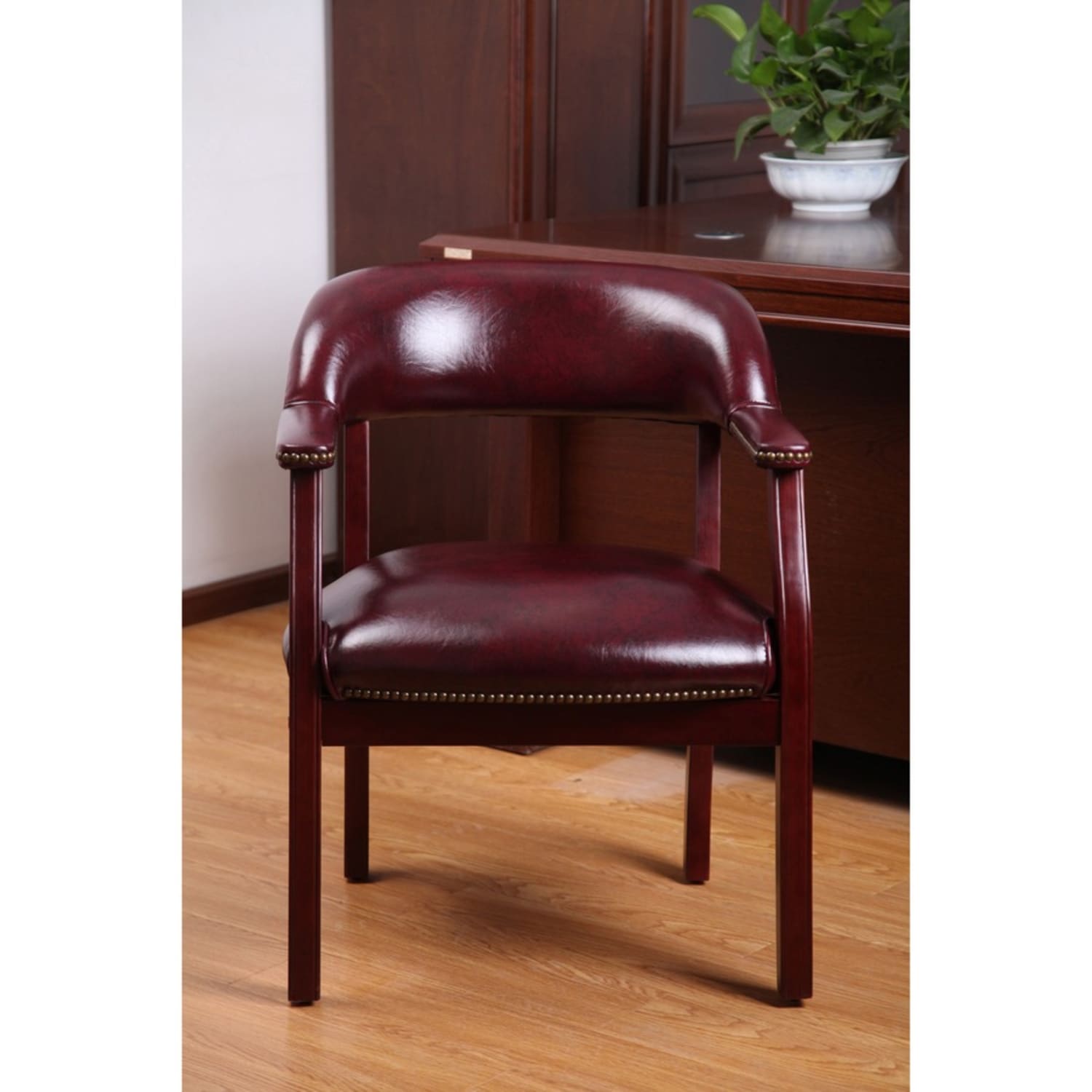 Boss Office Products Traditional Tufted Conference Chair OxbloodMahogany PopularChairscom
