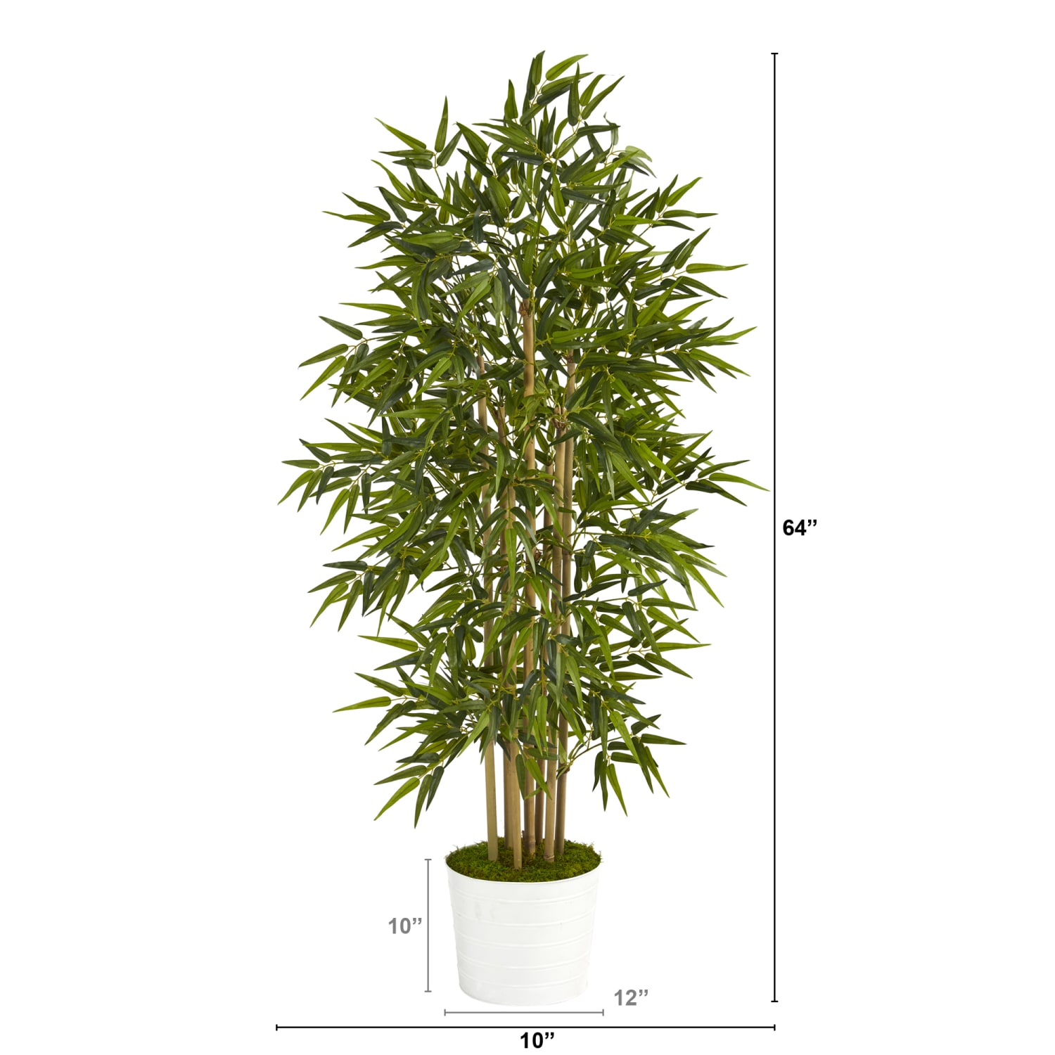 Nearly Natural Bamboo Tree 64inH Plastic Artificial Plant With Tin Planter, 64inH x 10inW x 10inD, Green/White - Image 3