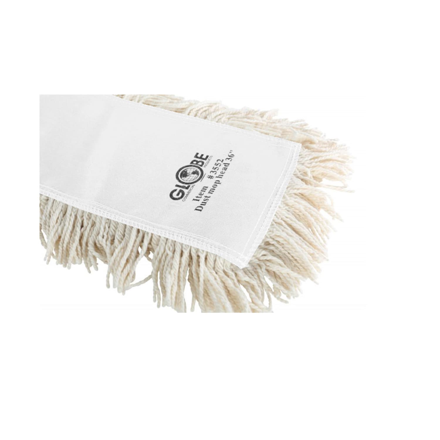 Globe Commercial Products Dust Mop Refill, 24in x 5in, Tie-On Style, White - Image 4