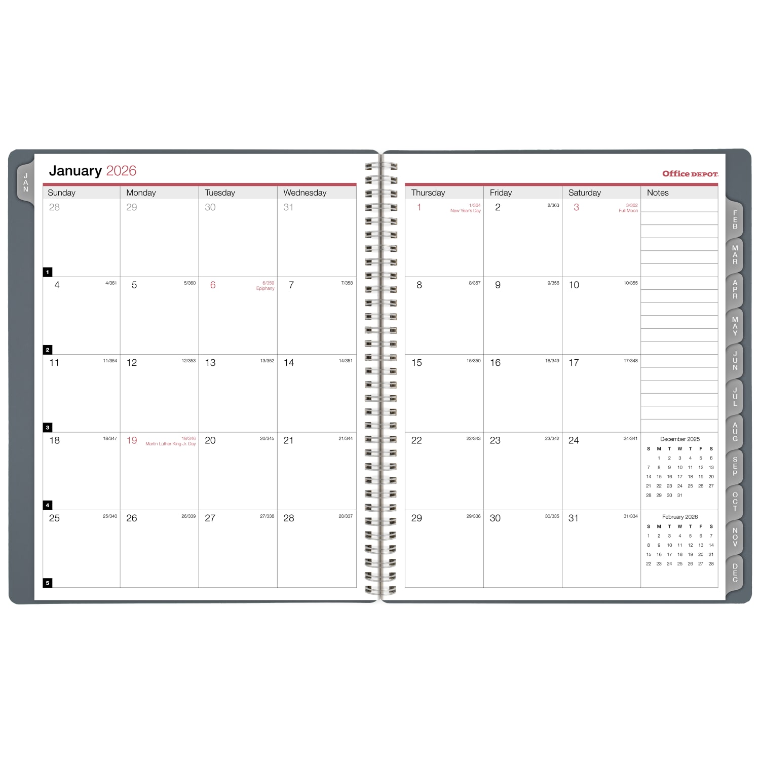 Office Depot Brand Monthly Planner, 8 1/2in x 11in, Silver, January 2026 to December 2026, OD00163026 - Image 3