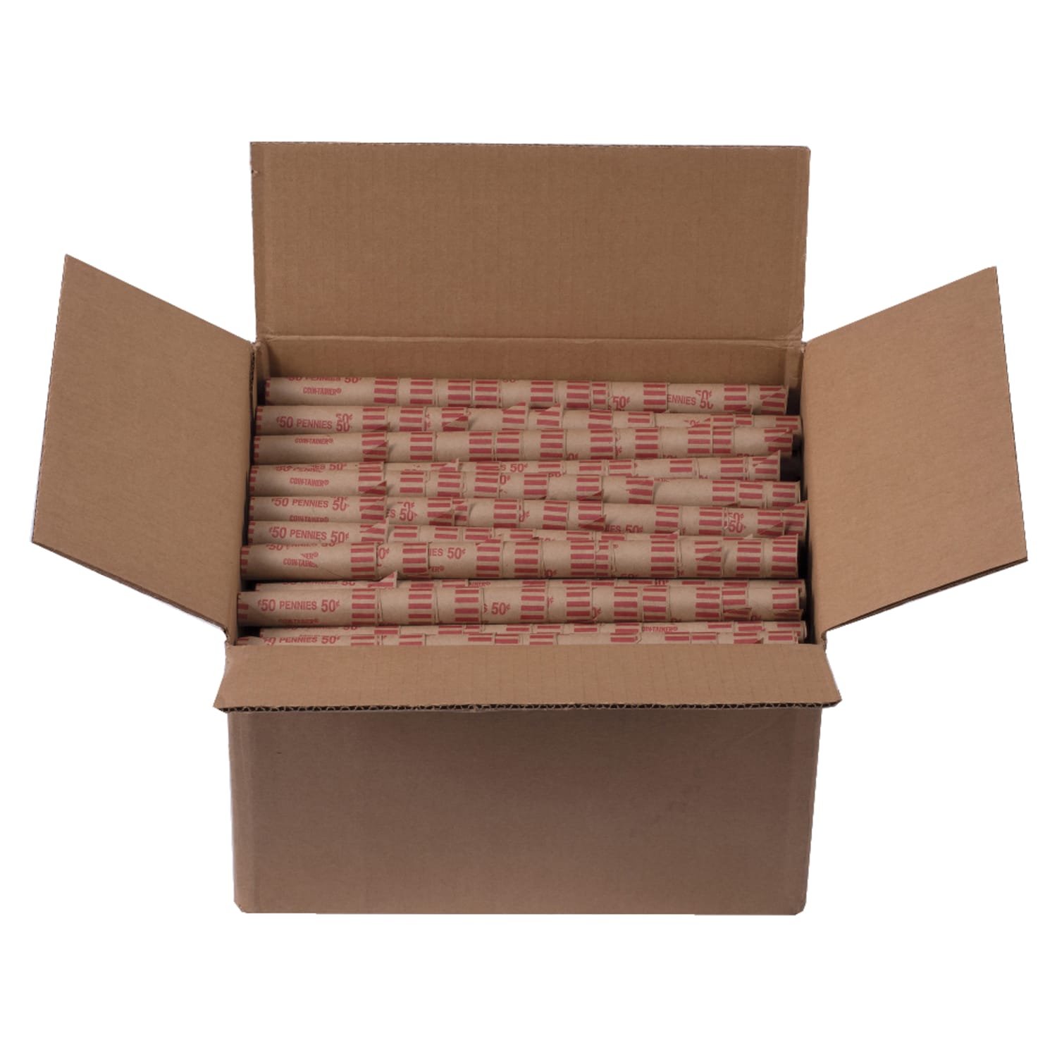 PAP-R Tubular Coin Wrap - 1cents Denomination - Durable, Burst Resistant, Crimped, Pre-formed - 57 lb Paper Weight - Paper - Red - Image 5