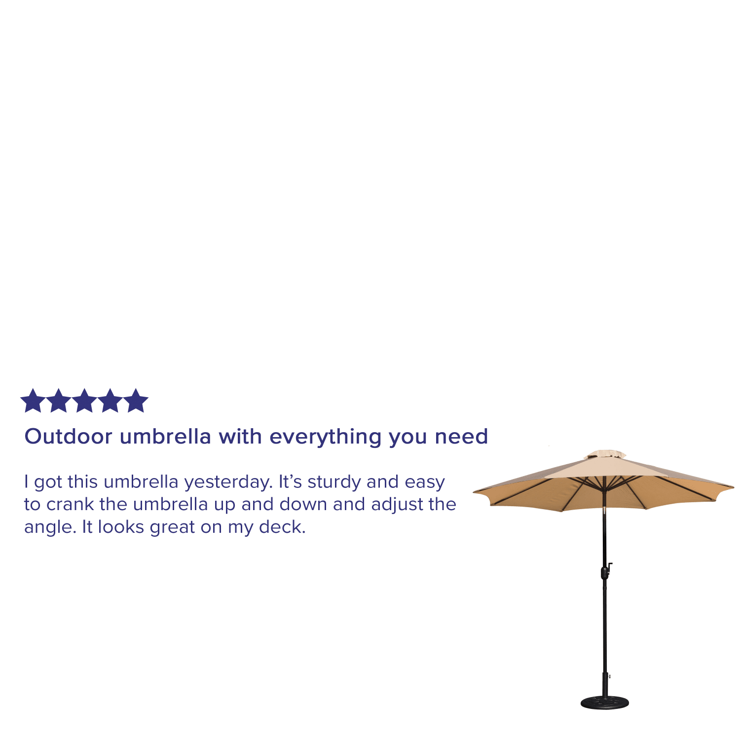 Flash Furniture Kona Round Umbrella With Standing Umbrella Base, 101-1/4inH x 104-1/2inW x 104-1/2in, Tan - Image 5