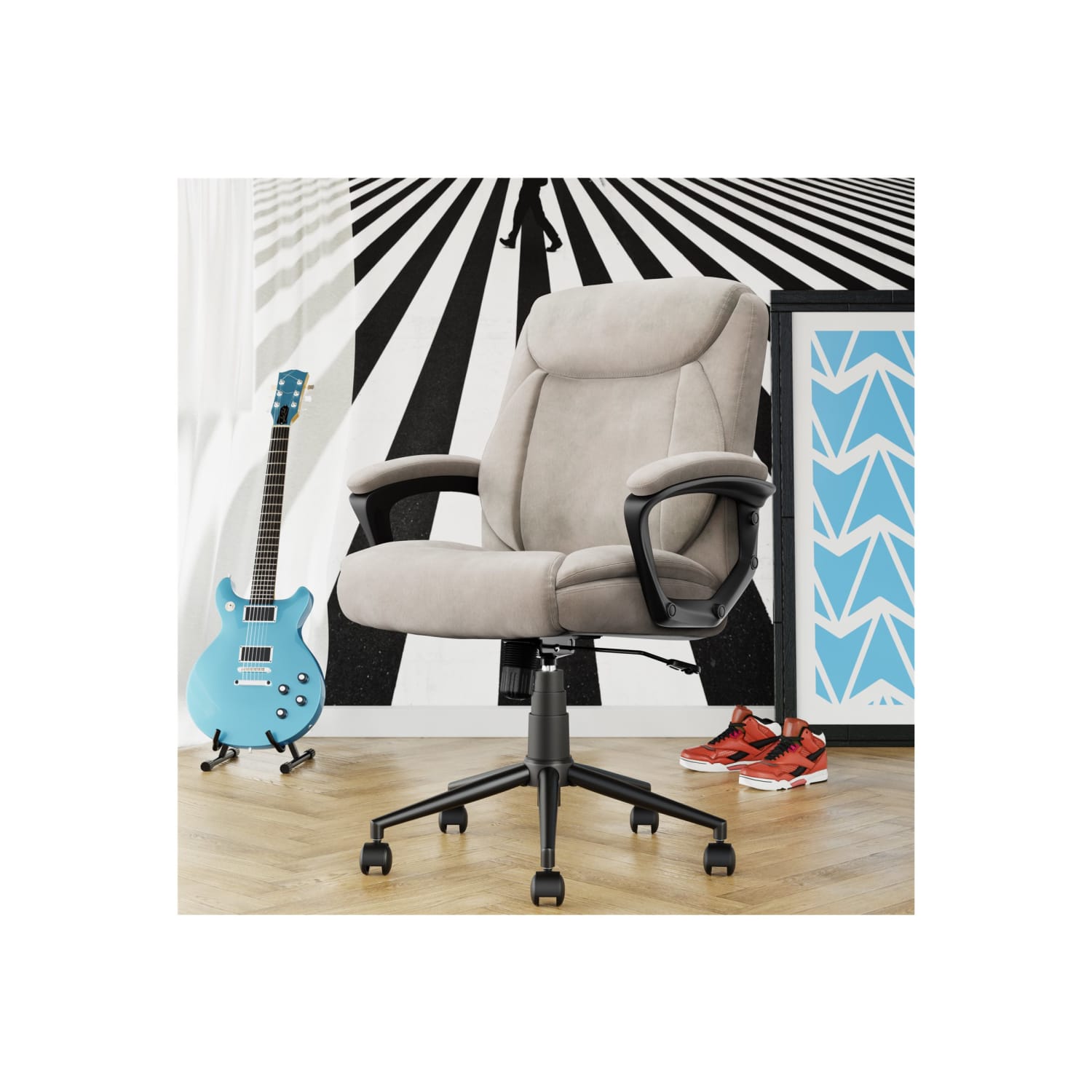 Click365 Transform 10 Mid Back Fabric Managers Chair Beige PopularChairscom