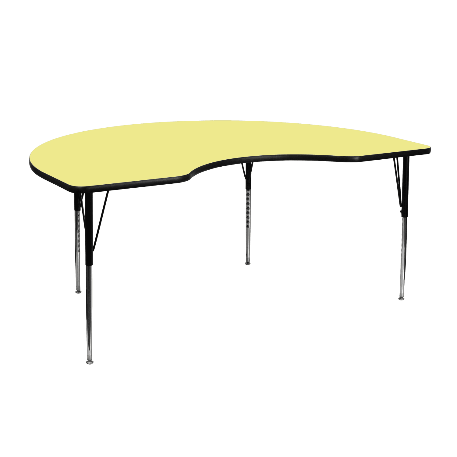 Flash Furniture Kidney Thermal Laminate Activity Table With Height-Adjustable Legs, 30-1/8inH x 72inW x 48inD, Yellow