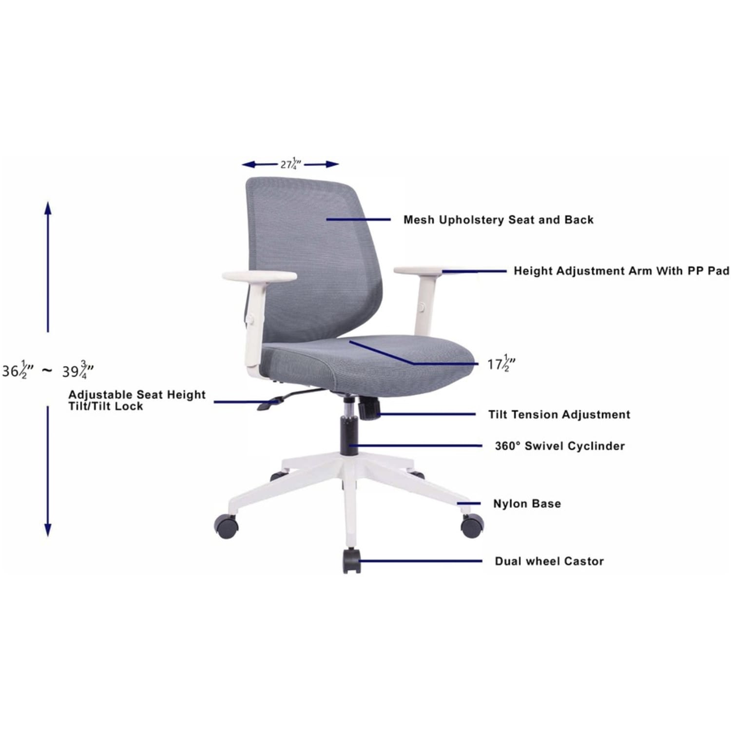 NuSparc MidBack Task Chair Fabric Back Material Mid Back 5star Base Gray Armrest 1 Each PopularChairscom NuSparc Mid Back Task Chair Fabric Back Material Mid Back 5 star Base Gray Armrest 1 Each PopularChairscom