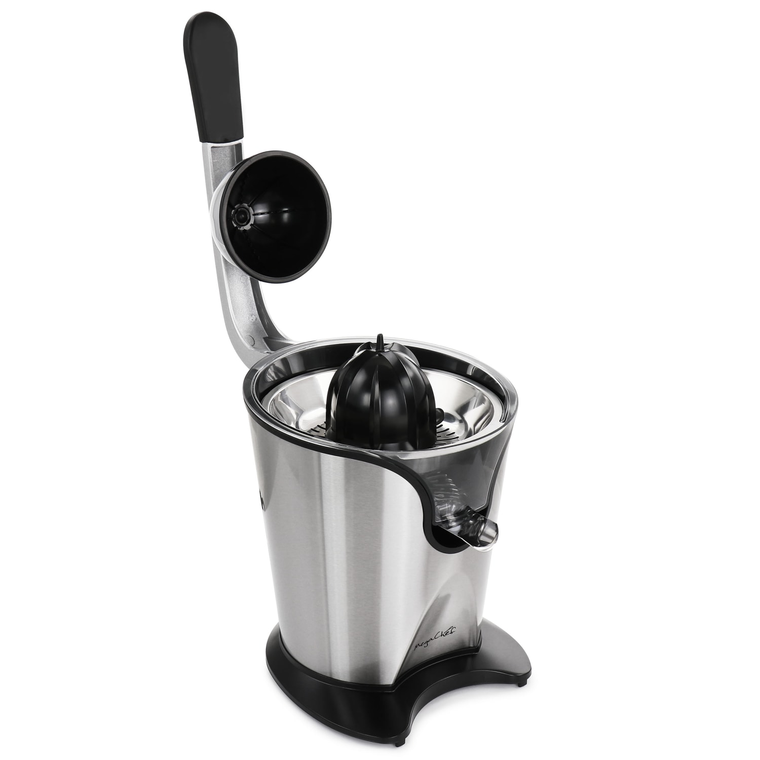 MegaChef Stainless Steel Electric Citrus Juicer, 11-5/8inH x 7-1/2inW x 12inD, Black - Image 3