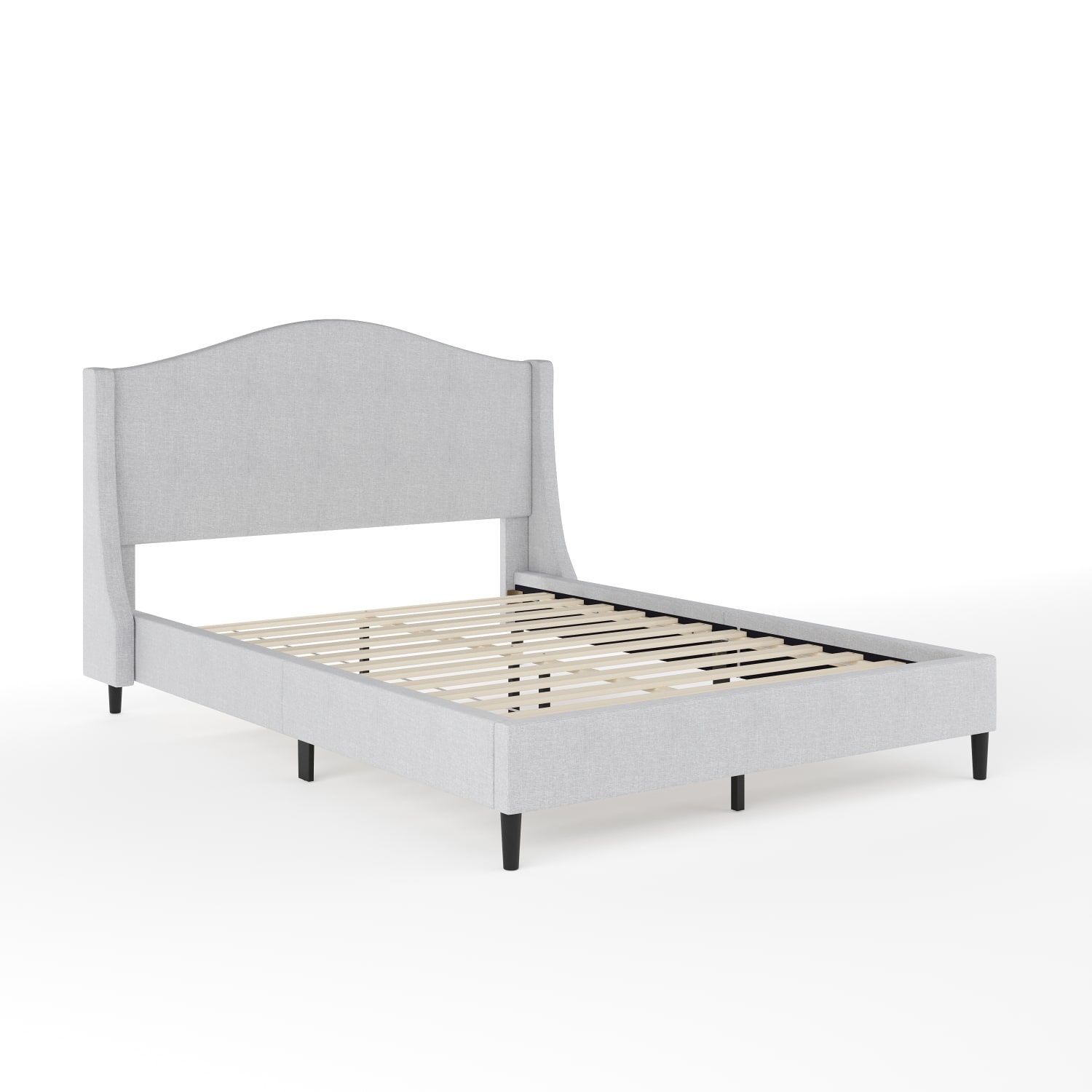 Martha Stewart Amelia Upholstered Platform Bed with Curved Headboard and Cushioned Siderails -TW3WDB02BFGY - Image 3