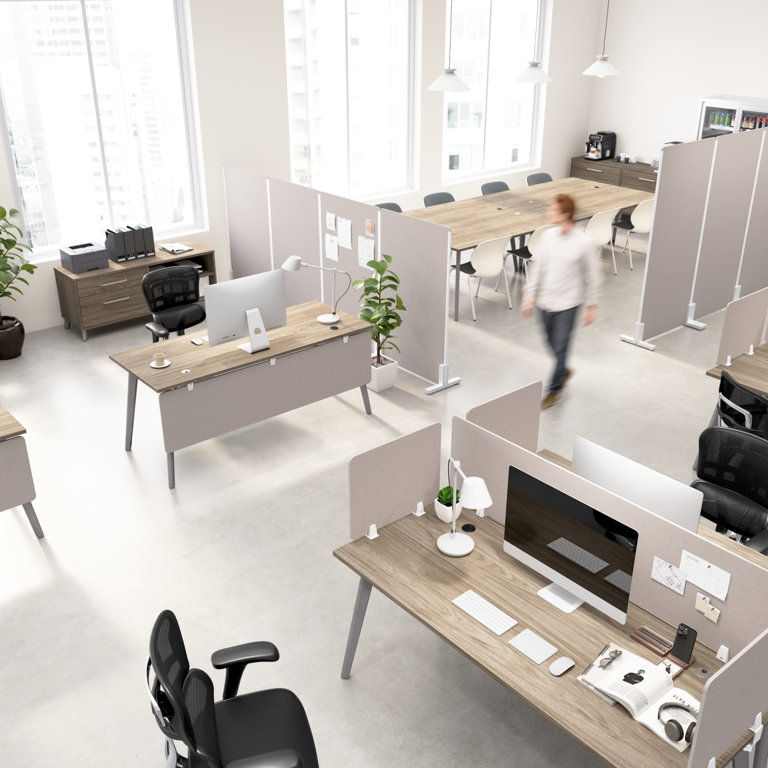 WorkPro Motiva Freestanding Privacy Screen, 72inH x 34inW x 15inD, Warm Beige, Standard Delivery - Image 3