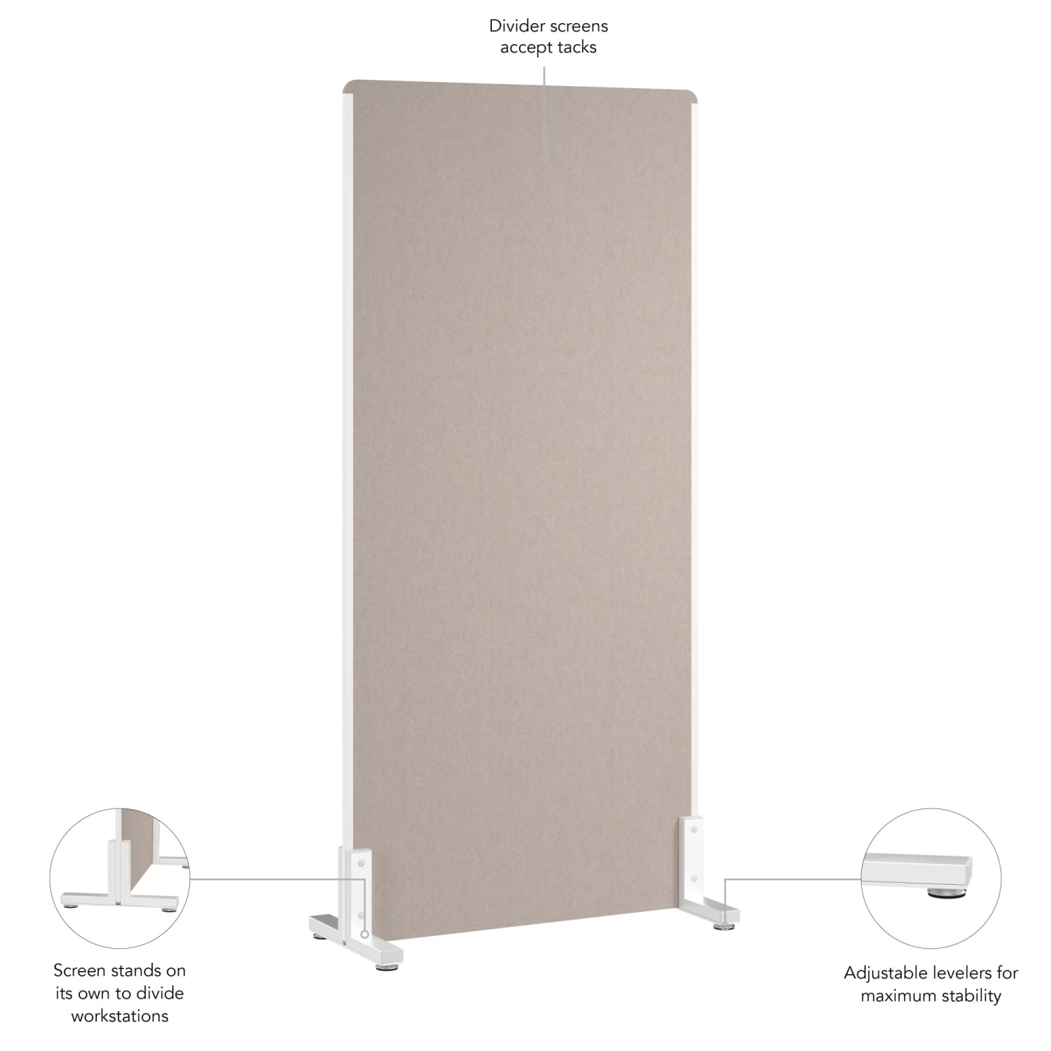 WorkPro Motiva Freestanding Privacy Screen, 72inH x 34inW x 15inD, Warm Beige, Standard Delivery - Image 4