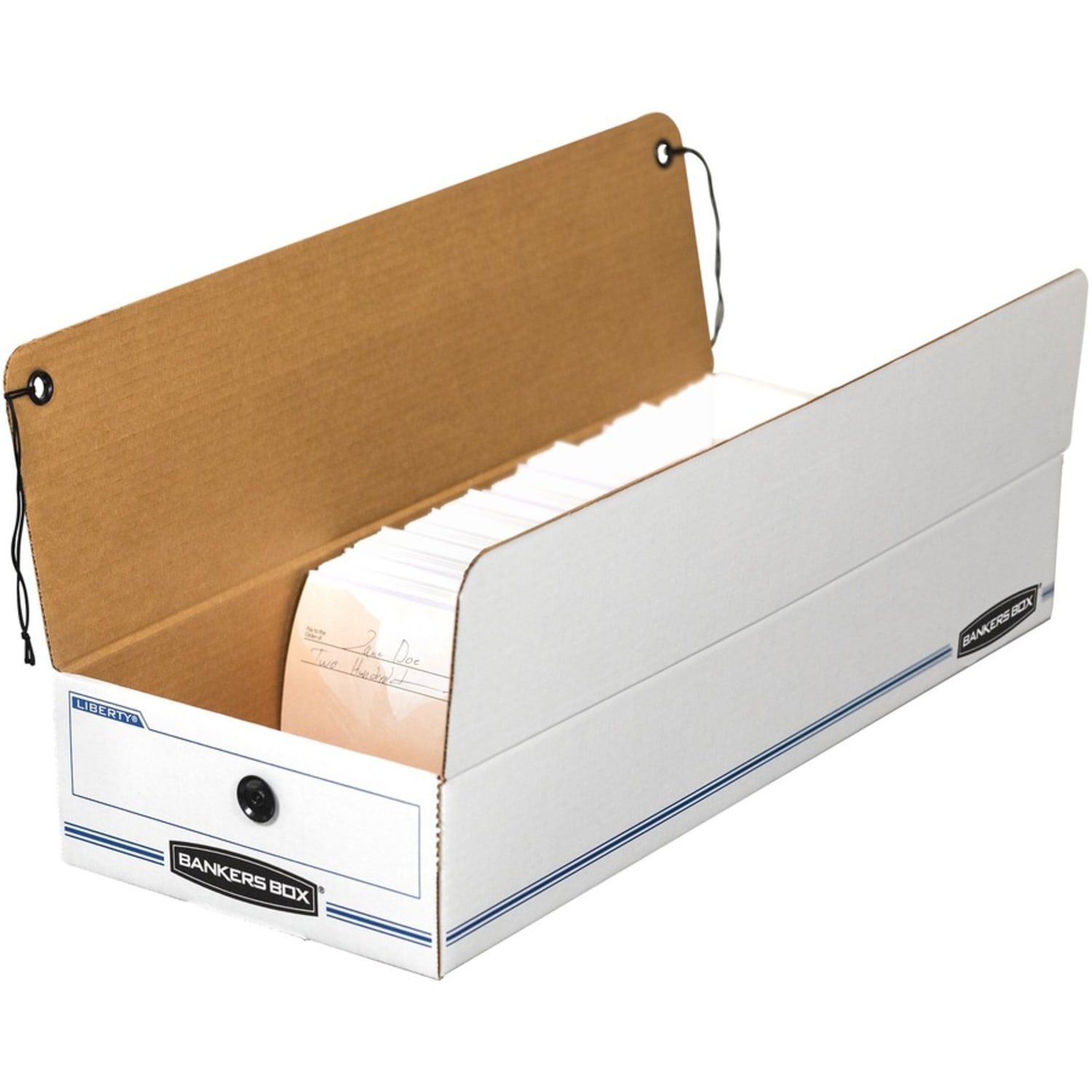 Bankers Box Liberty Corrugated Storage Boxes, 4 1/2in x 6 1/4in x 24in, White/Blue, Case Of 12 - Image 4