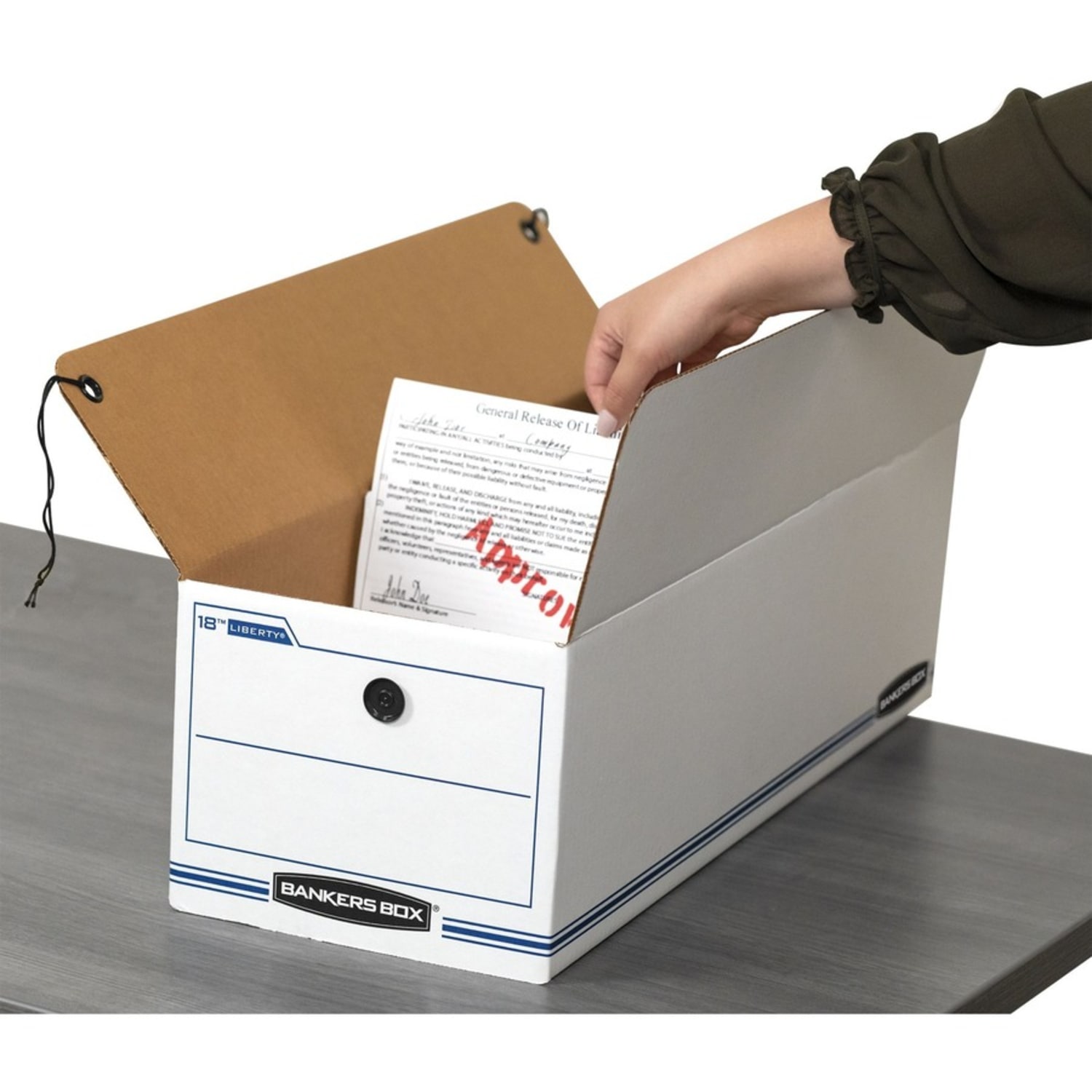 Bankers Box Liberty Corrugated Storage Boxes, 7 1/2in x 9in x 24 1/4in, White/Blue, Case Of 12 - Image 6