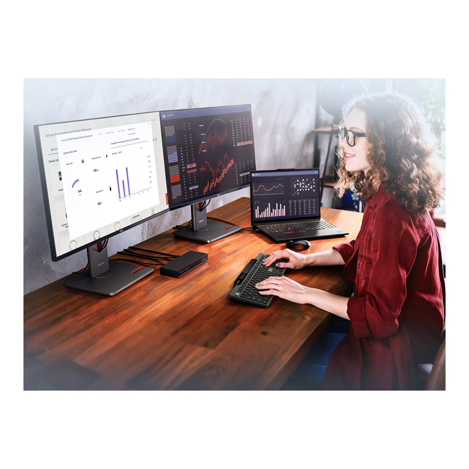 Lenovo - Keyboard - self-charging - wireless - Bluetooth 5.1 - QWERTY - Spanish - Latin America - black - brown box - Image 5