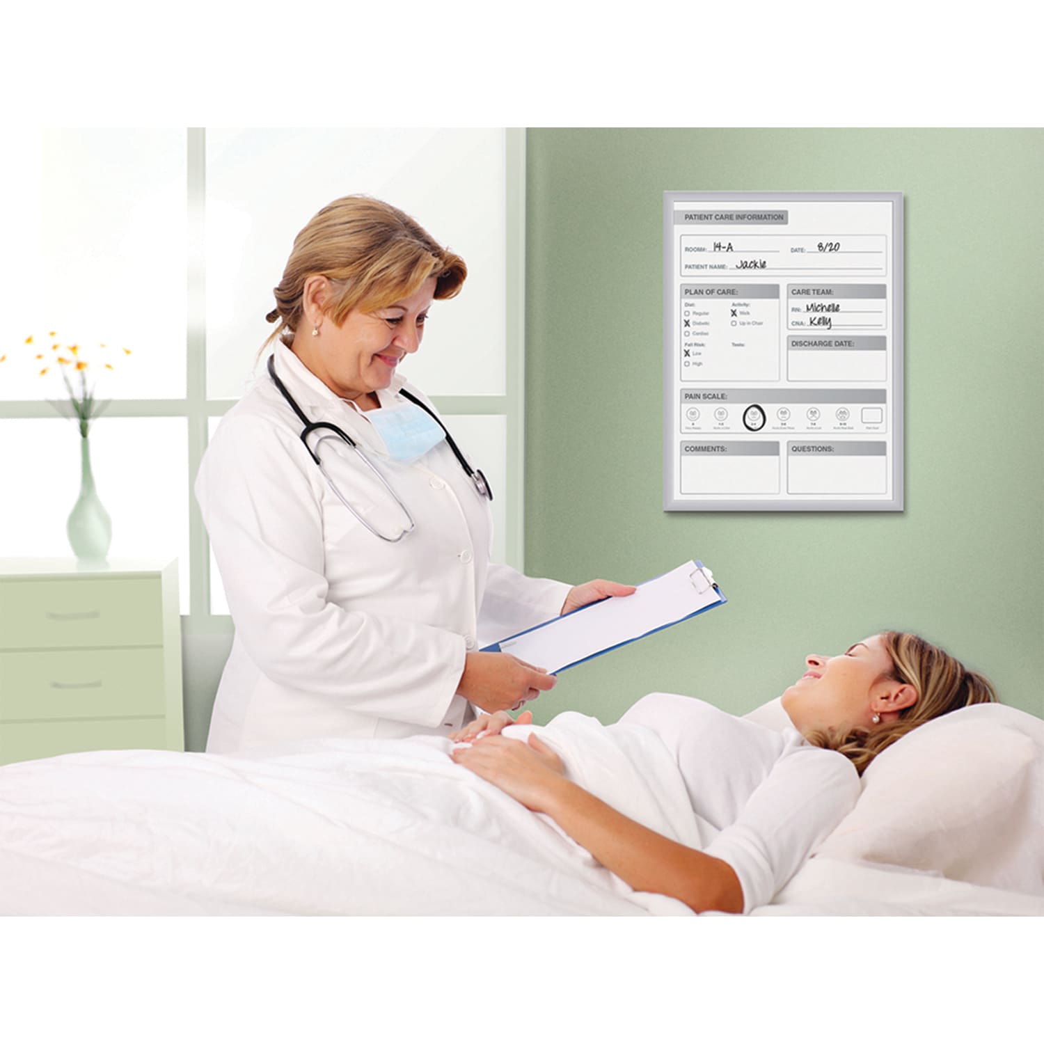 Ghent Patient Room Magnetic Dry-Erase Whiteboard,18in x 24in - Image 3