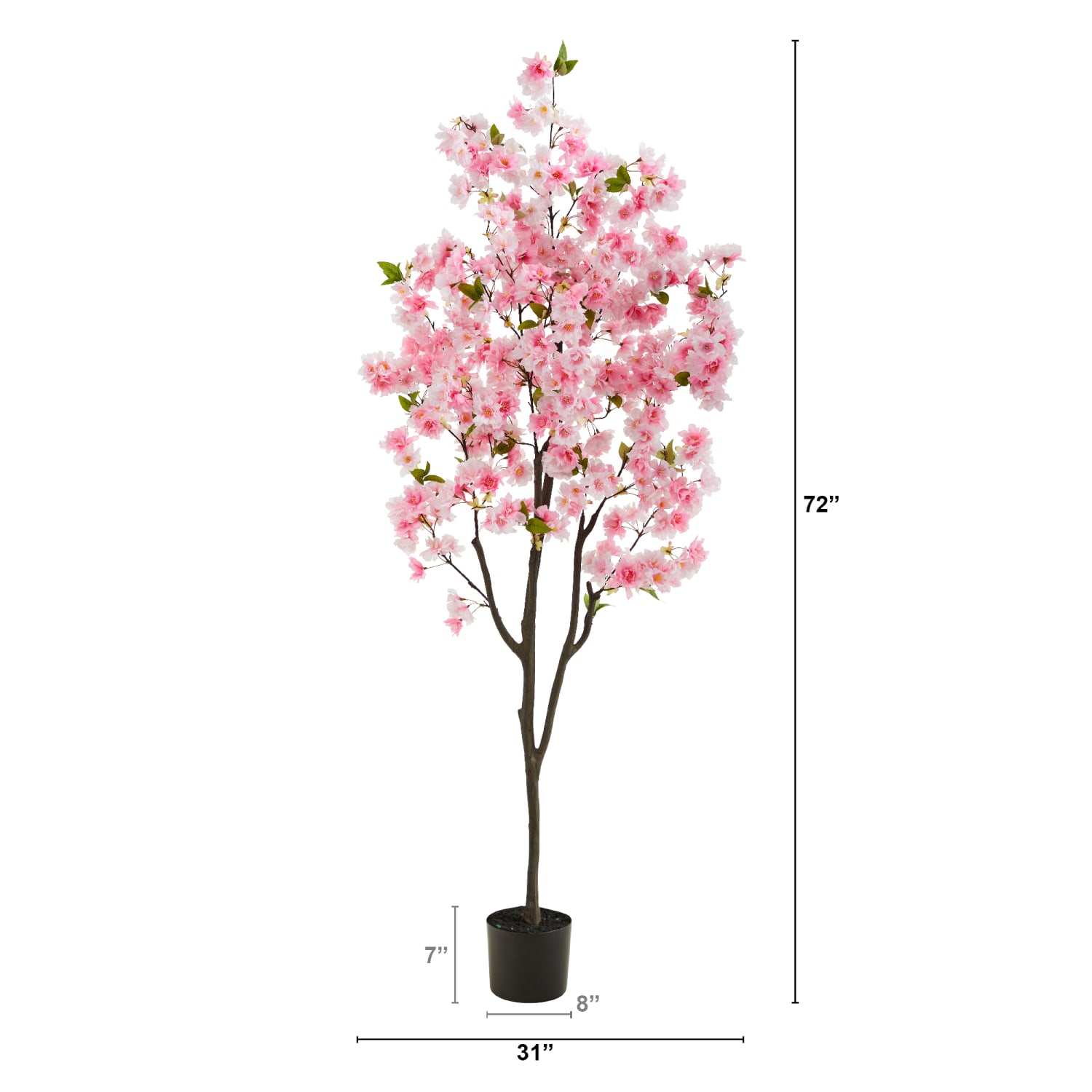 Nearly Natural Cherry Blossom 72inH Artificial Tree With Planter, 72inH x 31inW x 10inD, Pink/Black - Image 3
