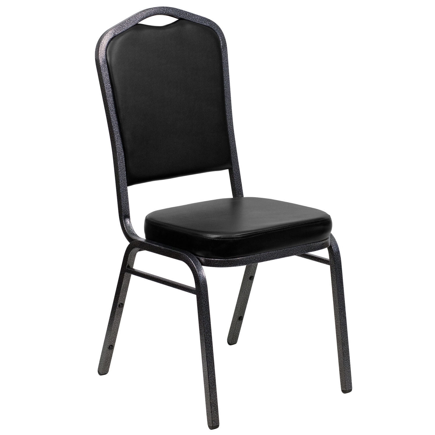 Flash Furniture HERCULES Series Crown Back Stacking Banquet Chair BlackSilver Vein PopularChairscom