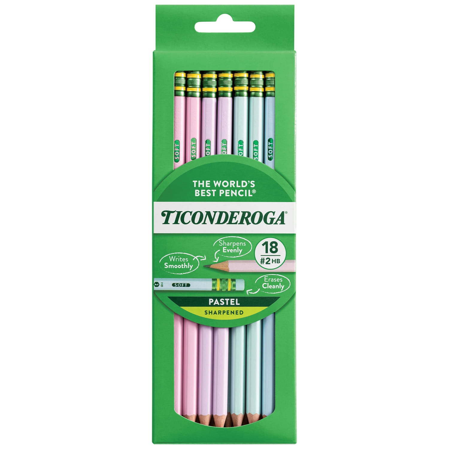 Ticonderoga Presharpened Wooden Pencils, #2/Soft, Assorted Pastel Colors, 18 Pencils Per Pack, Set Of 3 Packs - Image 3