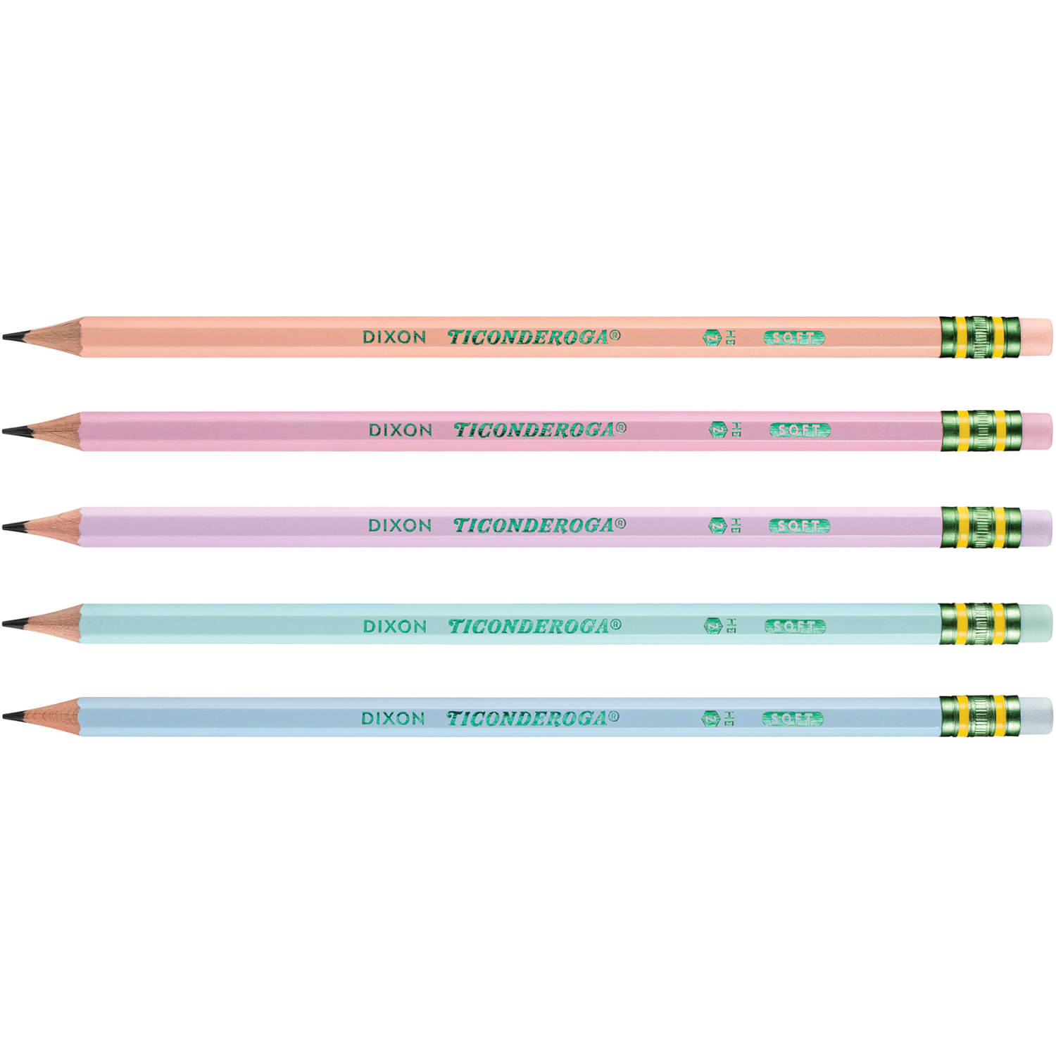 Ticonderoga Presharpened Wooden Pencils, #2/Soft, Assorted Pastel Colors, 18 Pencils Per Pack, Set Of 3 Packs - Image 4