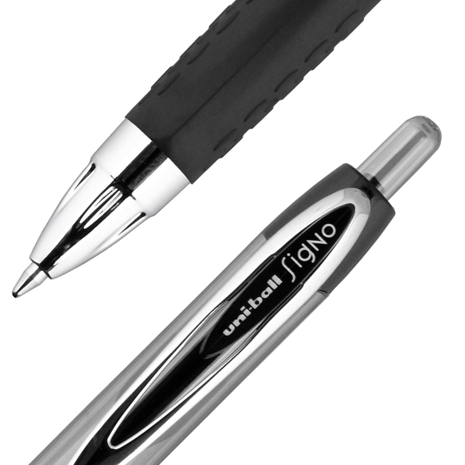 uni-ball Signo Gel 207 Retractable Gel Pens, Medium Point, 0.7 mm, Black Barrel, Black Ink, Pack Of 2 - Image 3