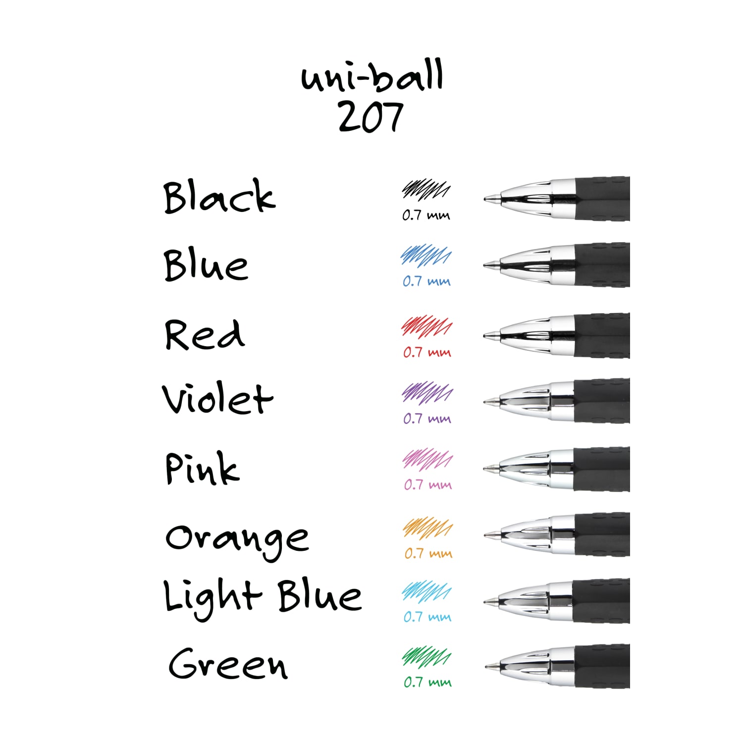 uni-ball Signo Gel 207 Retractable Gel Pens, Medium Point, 0.7 mm, Black Barrel, Black Ink, Pack Of 2 - Image 5