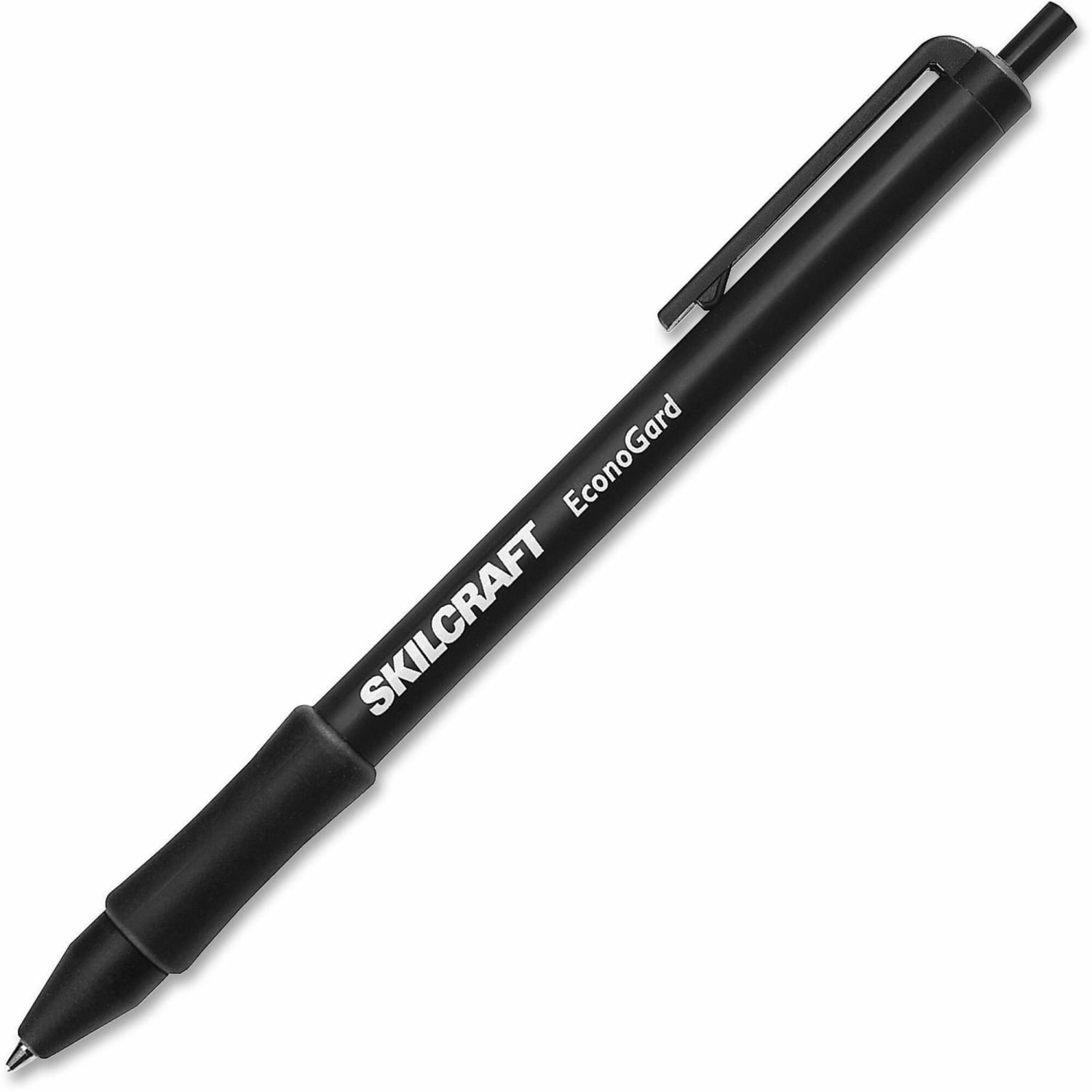 SKILCRAFT EconoGard Retractable Ballpoint Pens With Antimicrobial Protection, Medium Point, Black Barrel, Black Ink, Pack Of 12 - Image 3