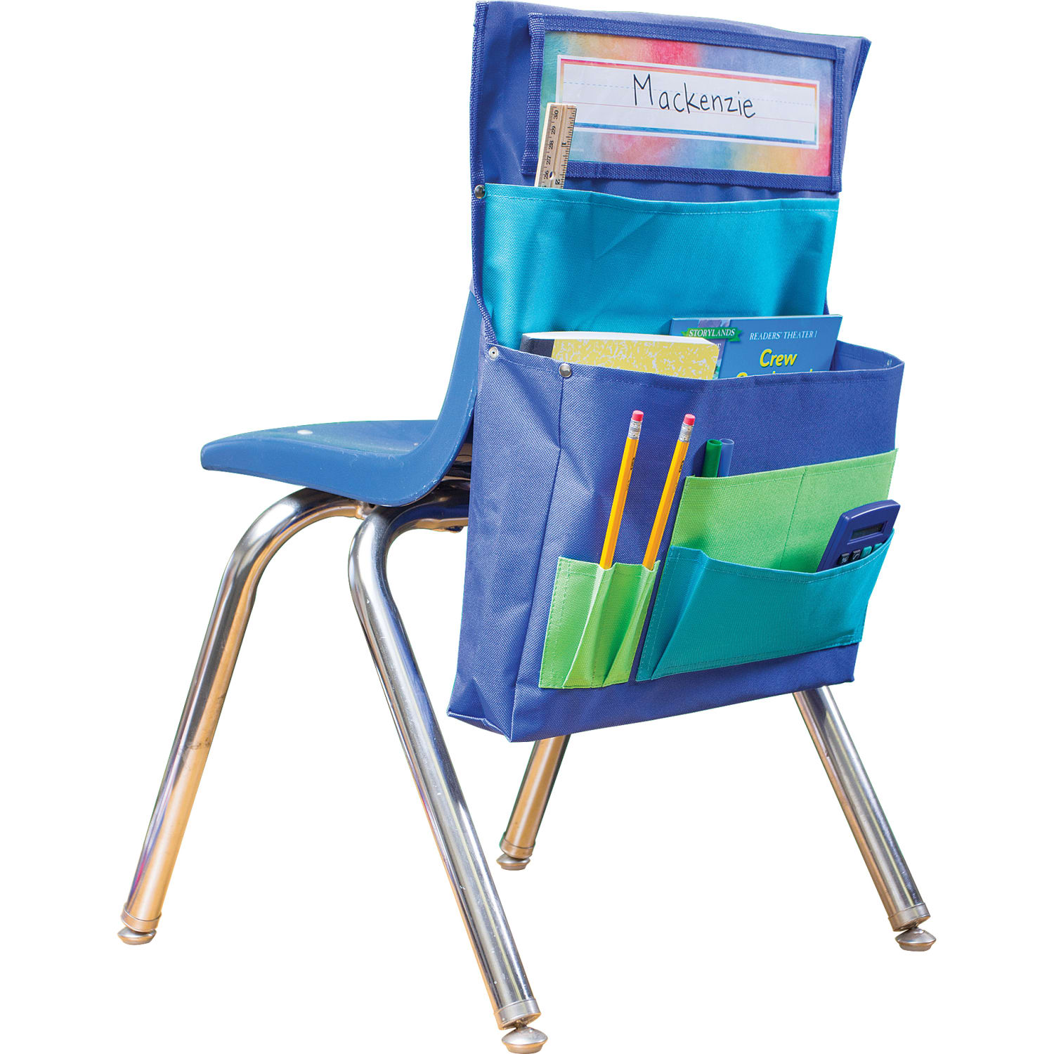Teacher Created Resources Chair Pockets, 18inH x 15-1/2inL x 2inW, Blue/Teal/Lime, Set Of 2 Pockets - Image 3