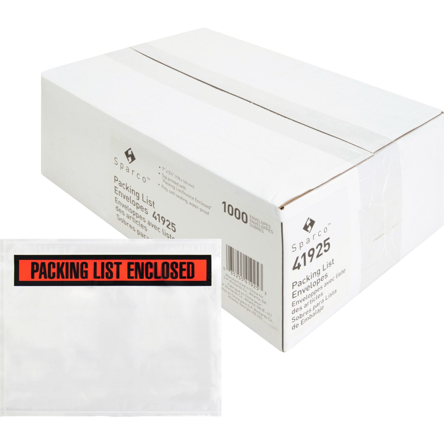 Sparco Pre-labeled Packing Slip Envelope - Packing List - 7inx 5 1/2in - 70 g/m2 - Self-adhesive Seal - 41925