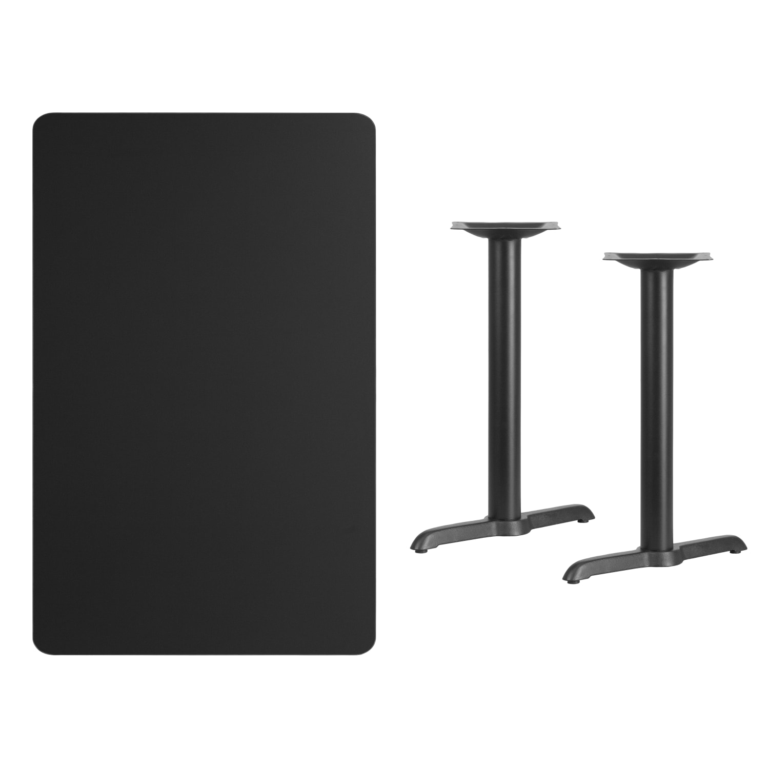 Flash Furniture Laminate Rectangular Table Top With Table-Height Table Bases, 31-1/8inH x 30inW x 48inD, Black - Image 3