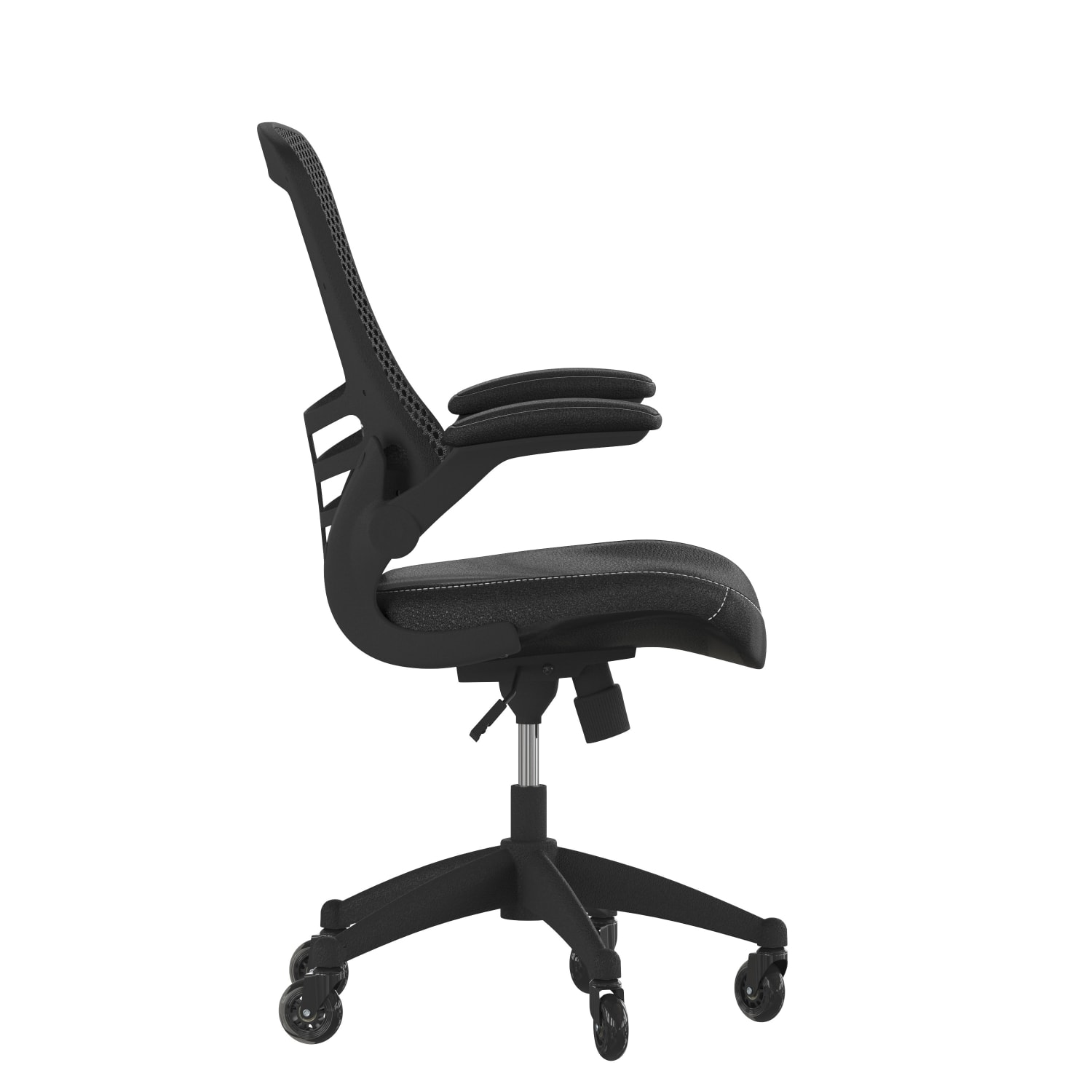 Flash Furniture Kelista Ergonomic MeshLeathersoft Mid Back Swivel Task Chair Black PopularChairscom