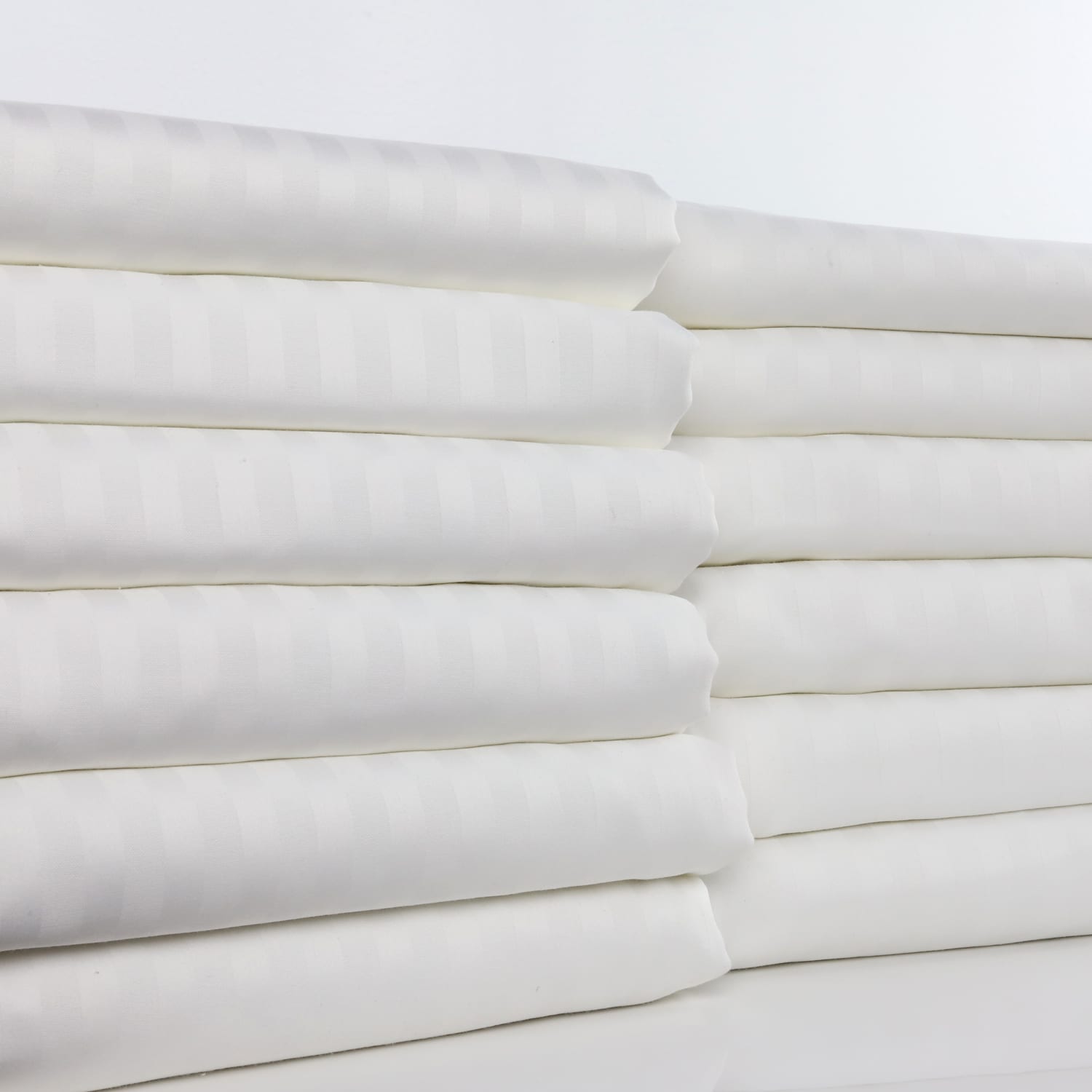 1888 Mills Lotus Satin Stripe King Fitted Sheets, 78in x 80in x 15in, White, Case of 12 - Image 4