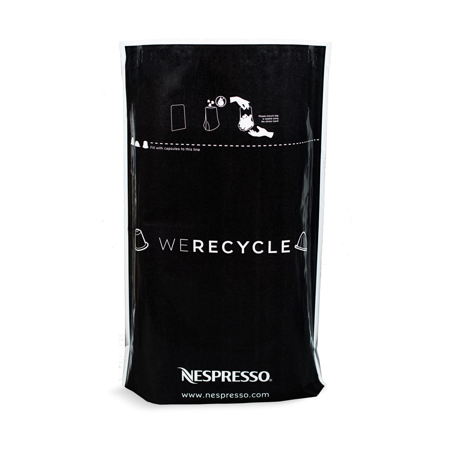 Nespresso Recycling Bag, 14-1/2inH x 10-1/2inW x 1/16inD, Black