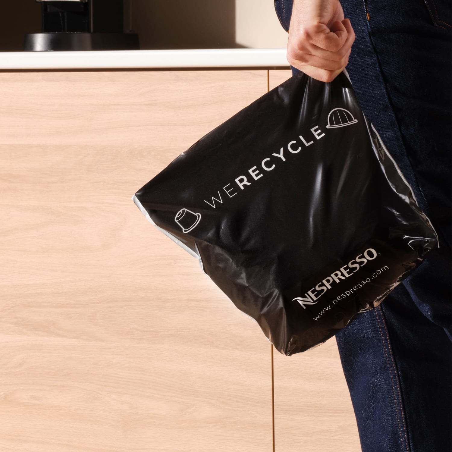 Nespresso Recycling Bag, 14-1/2inH x 10-1/2inW x 1/16inD, Black - Image 4