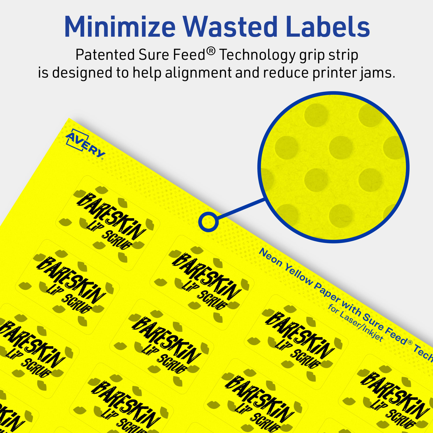 Avery Print-To-The-Edge Labels With Sure Feed Technology And Easy Peel, 94219-NYP80, Rectangle, 1in x 1-1/2in, Matte Neon Yellow, Pack of 2560 - Image 5