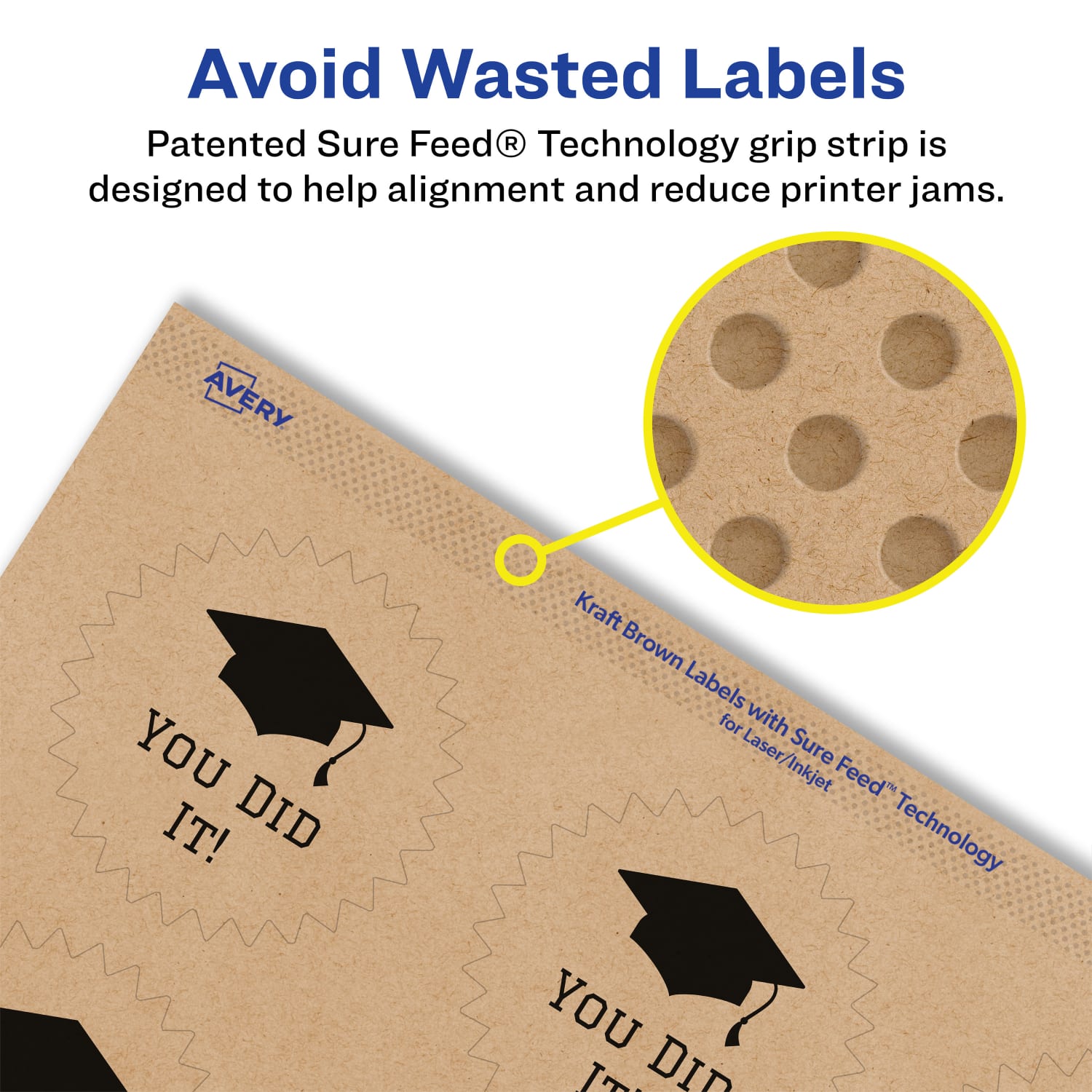 Avery Kraft Permanent Labels With Sure Feed, 94608-KMP50, Starburst, 2-1/4in, Brown, Pack Of 600 - Image 5