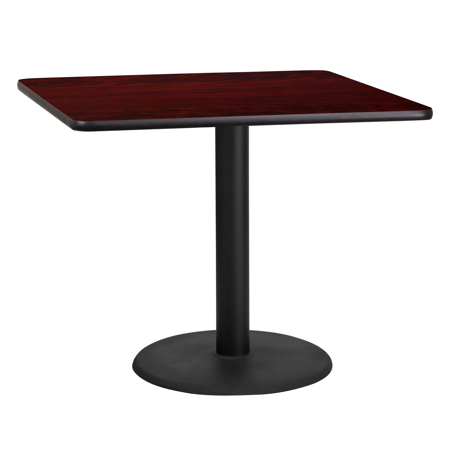 Flash Furniture Square Laminate Table Top With Round Table Height Base, 31-3/16inH x 36inW x 36inD, Mahogany - Image 3