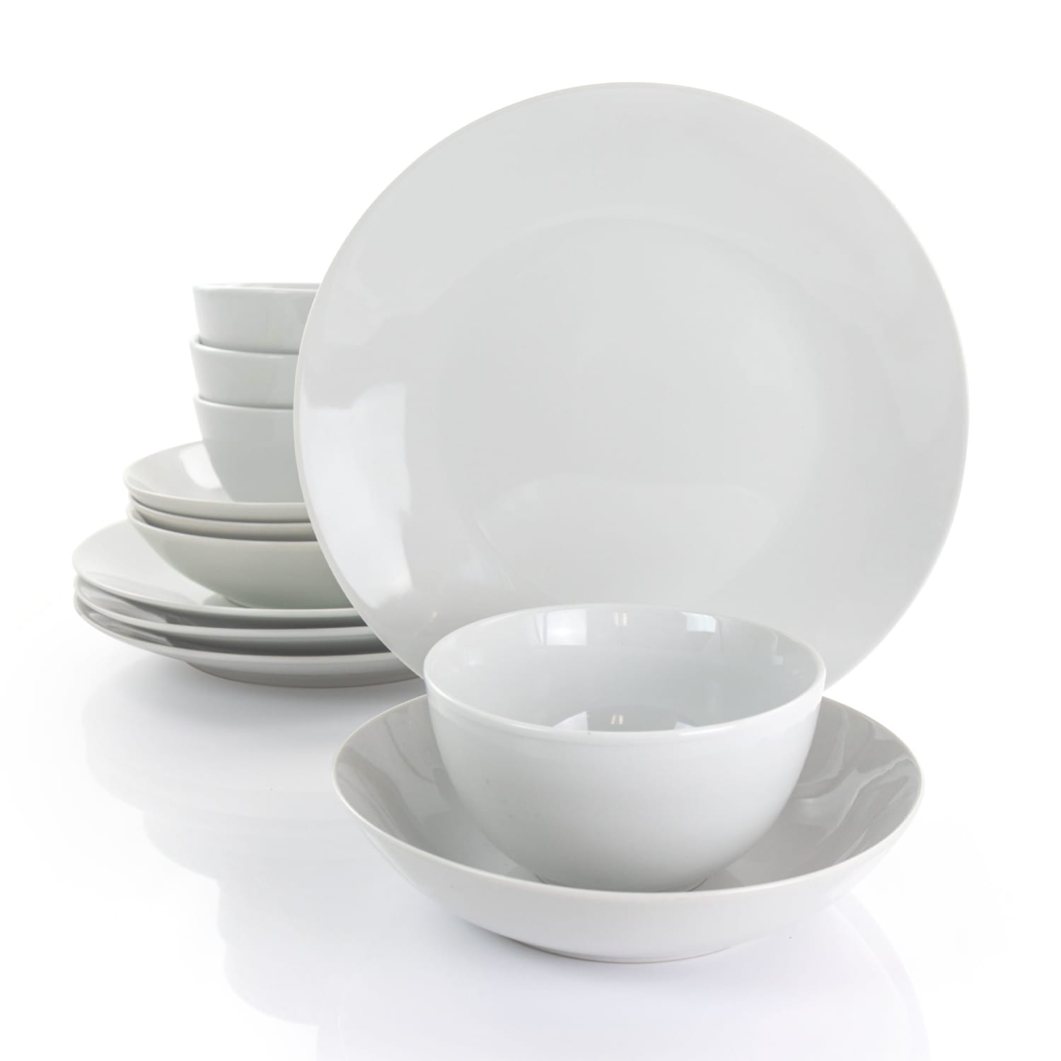 Gibson Home Classic Pearl 12-Piece Round Fine Ceramic Dinnerware Set, White - Image 6