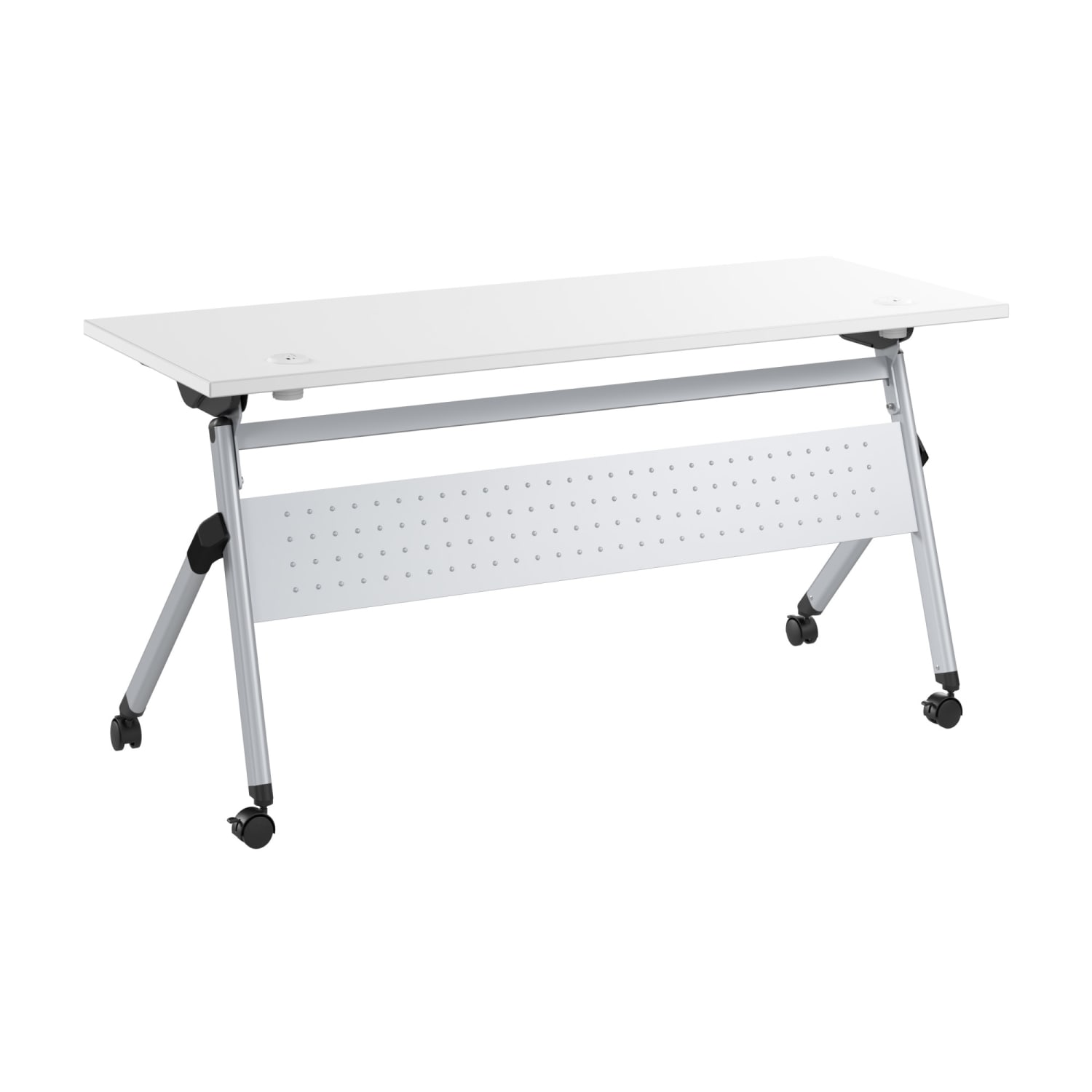 Bush Business Furniture Envision 60inW Folding Training Table with Powered Grommets, White/Cool Gray Metallic, Standard Delivery - Image 3
