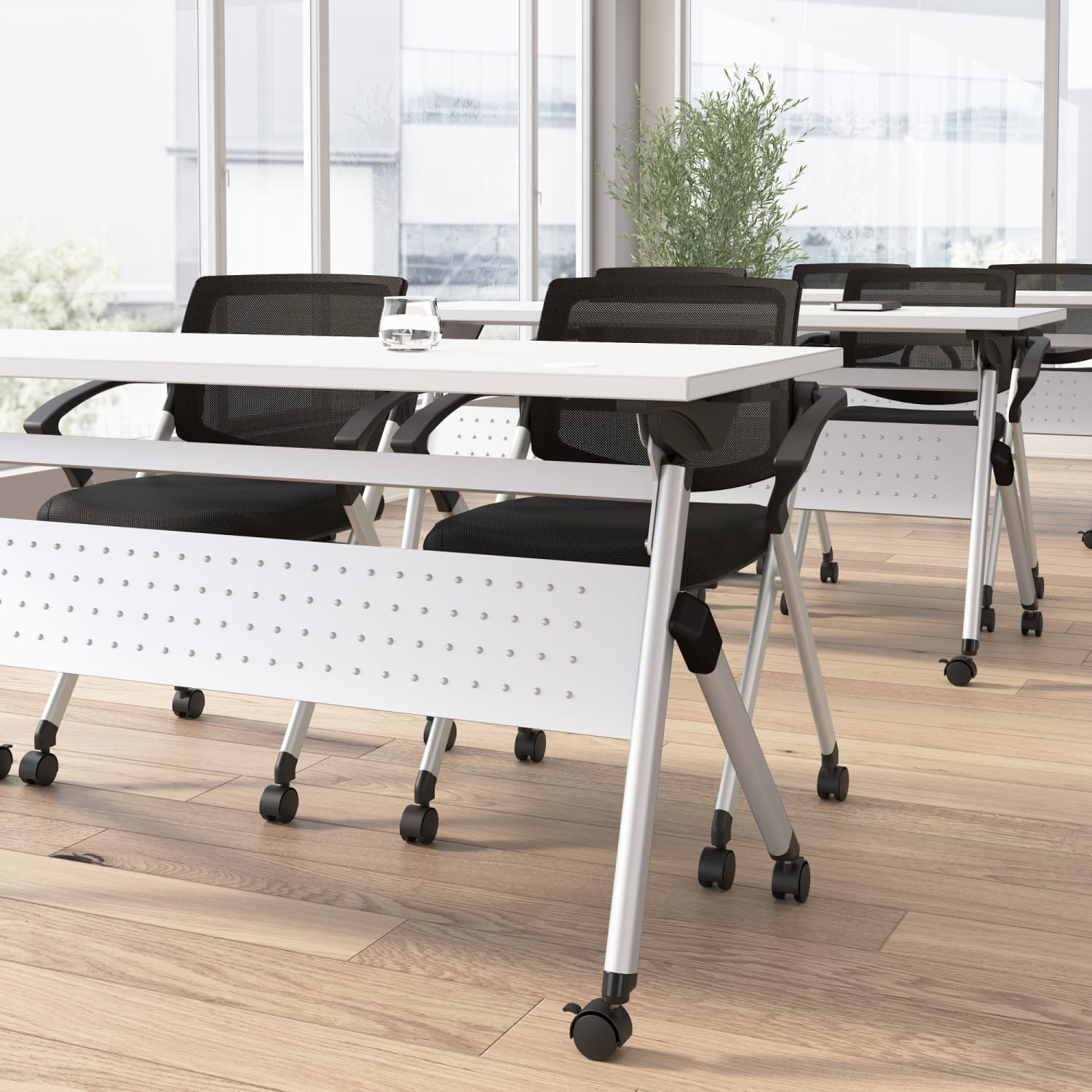 Bush Business Furniture Envision 60inW Folding Training Table with Powered Grommets, White/Cool Gray Metallic, Standard Delivery - Image 5