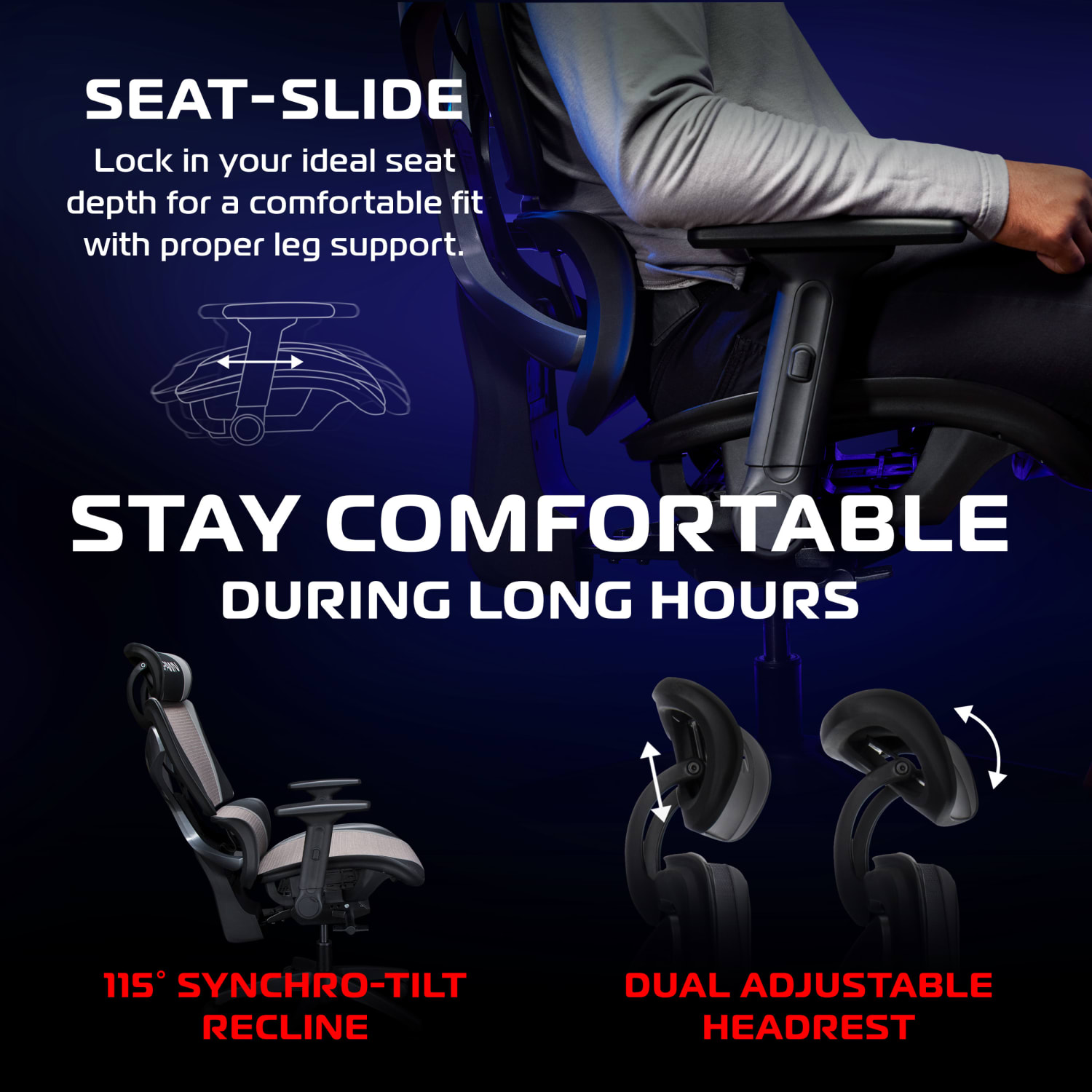 RESPAWN SPECTER Ergonomic Mesh Office Chair, Black, RSPSGMB05BLK - Image 7