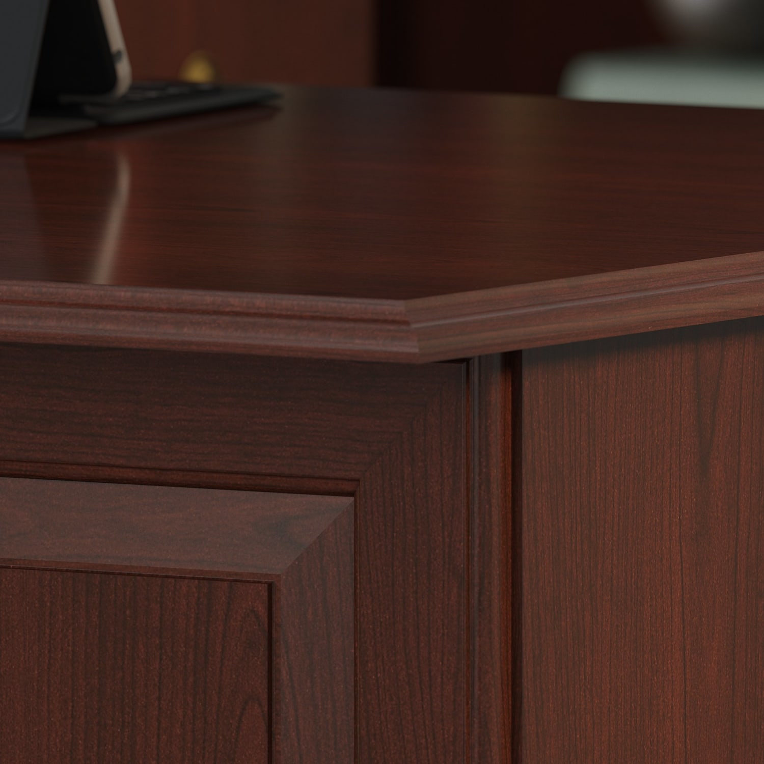 Bush Business Furniture Saratoga 66inW L-Shaped Corner Desk With Lateral File Cabinet And Two 5-Shelf Bookcases, Harvest Cherry, Standard Delivery - Image 5