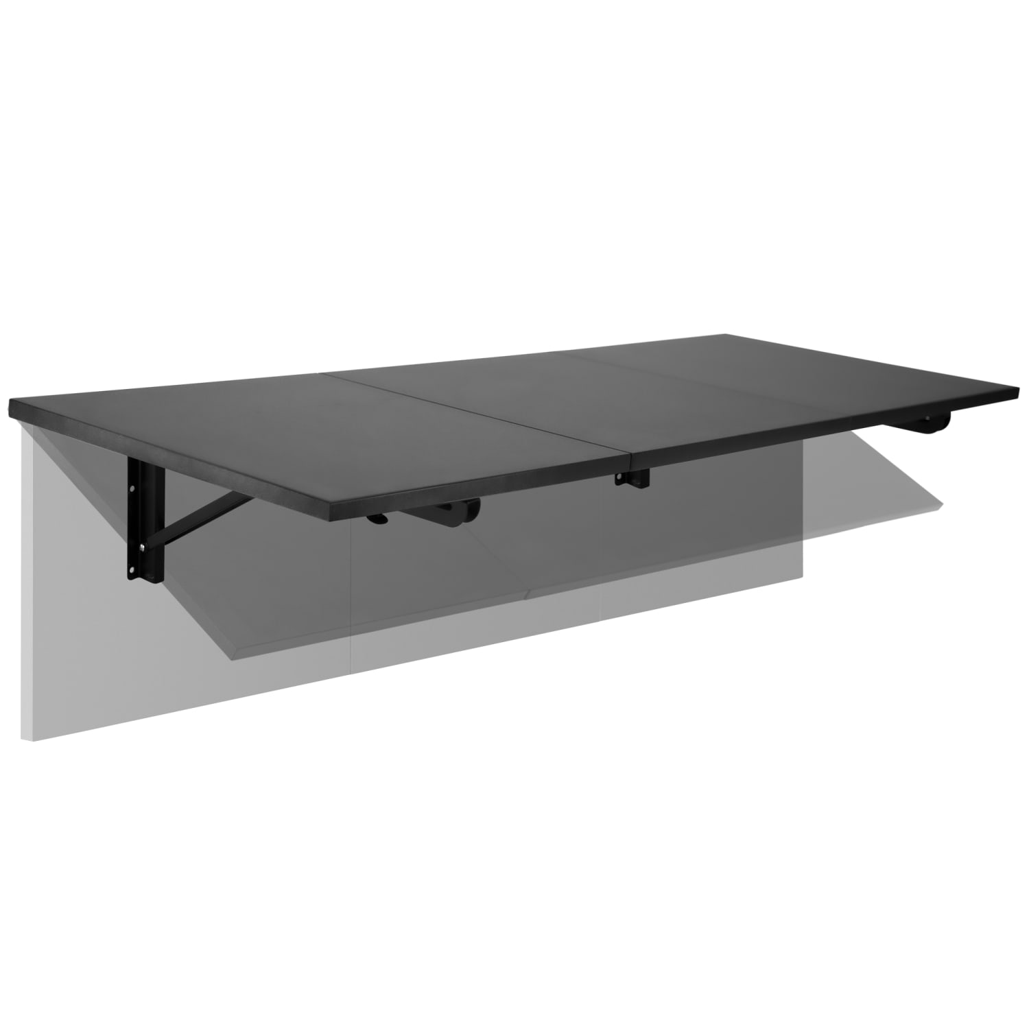 Mount-It! Wall-Mounted Steel Drop Leaf Table/Workbench, 7-1/8inH x 45inW x 6-1/4inD, Black
