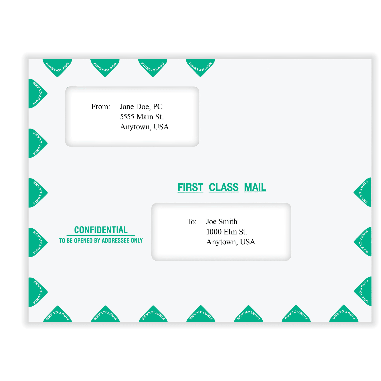 ComplyRight First Class Double Window Tax Mailer Envelope, Offset Windows, Confidential, Landscape Format, White/Green, Self-Seal, 10in x 13in, Pack of 50 - Image 6