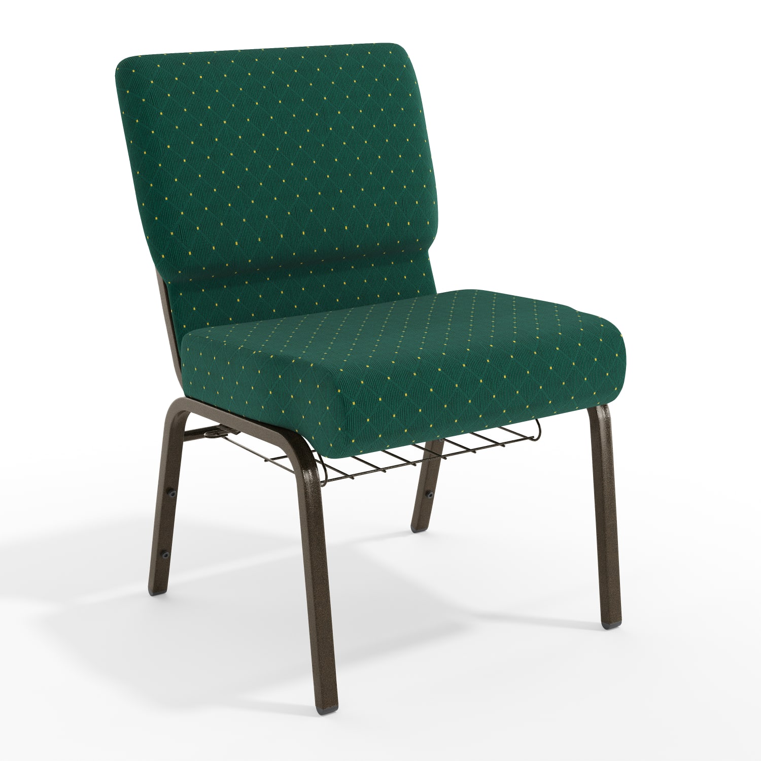 Flash Furniture HERCULES Series Church Chair With Book Rack, Hunter Green Dot/Gold Vein