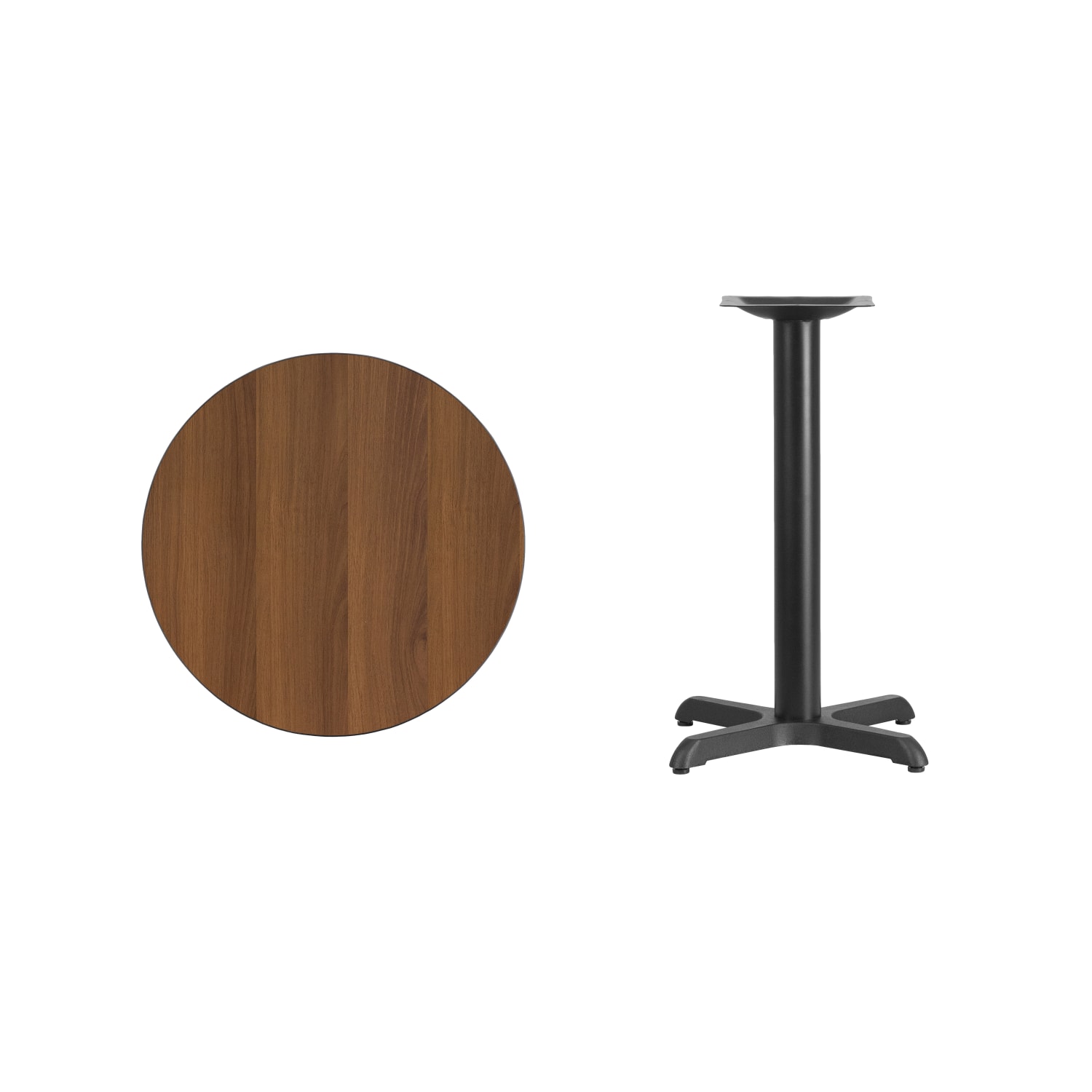 Flash Furniture Laminate Round Table Top With Table-Height Base, 31-1/8inH x 24inW x 24inD, Walnut/Black - Image 4