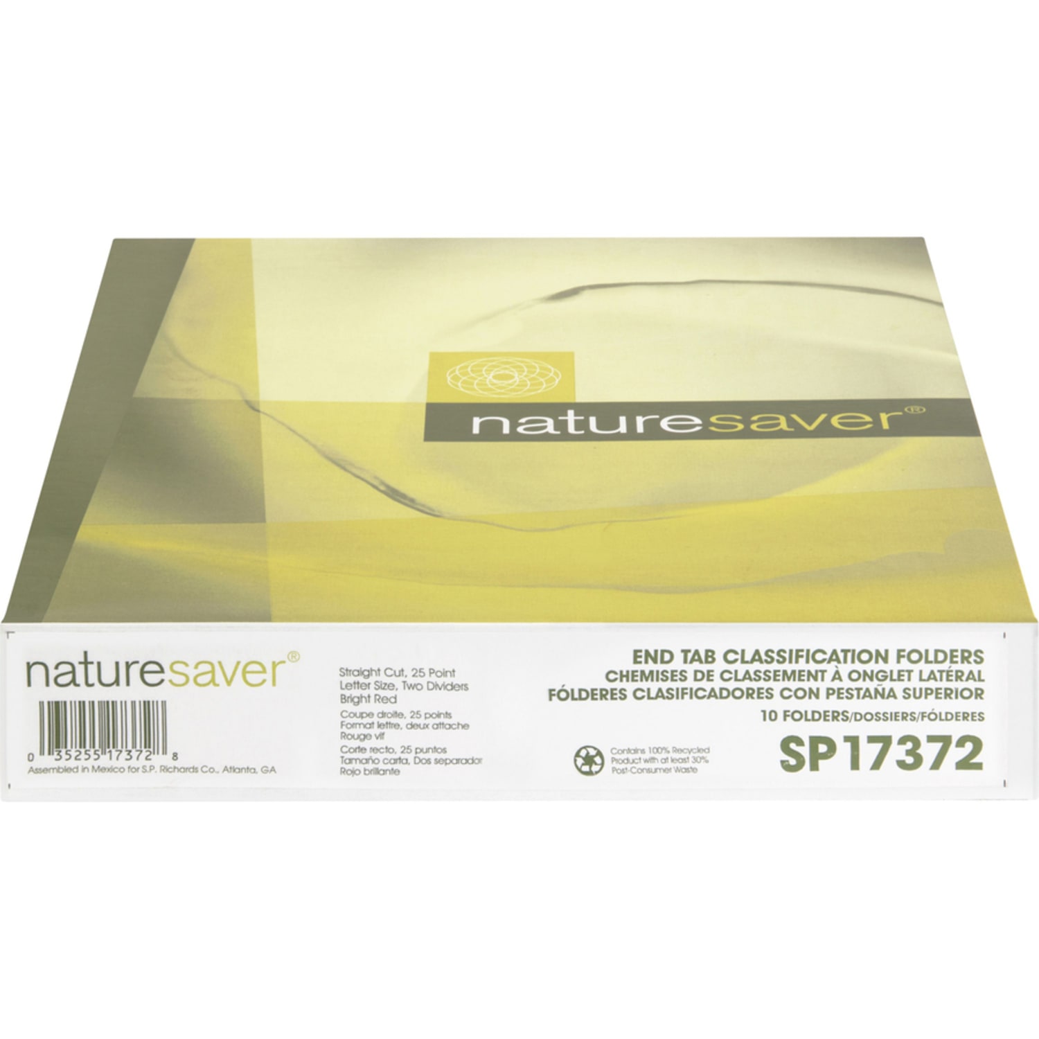 Nature Saver End-Tab Classification Folders, Letter Size, 2 Dividers, Red, Box Of 10 - Image 6