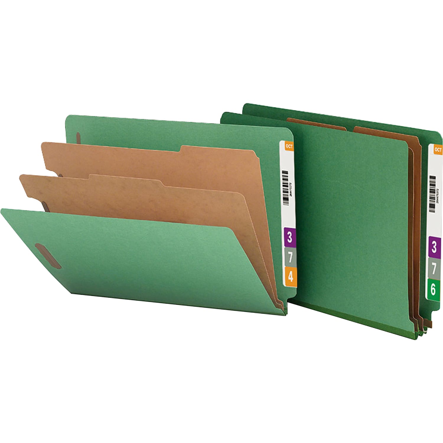 Nature Saver Letter Classification Folder - 8 1/2in x 11in - End Tab Location - 2 Divider(s) - Green - - 10 / Box - Image 4