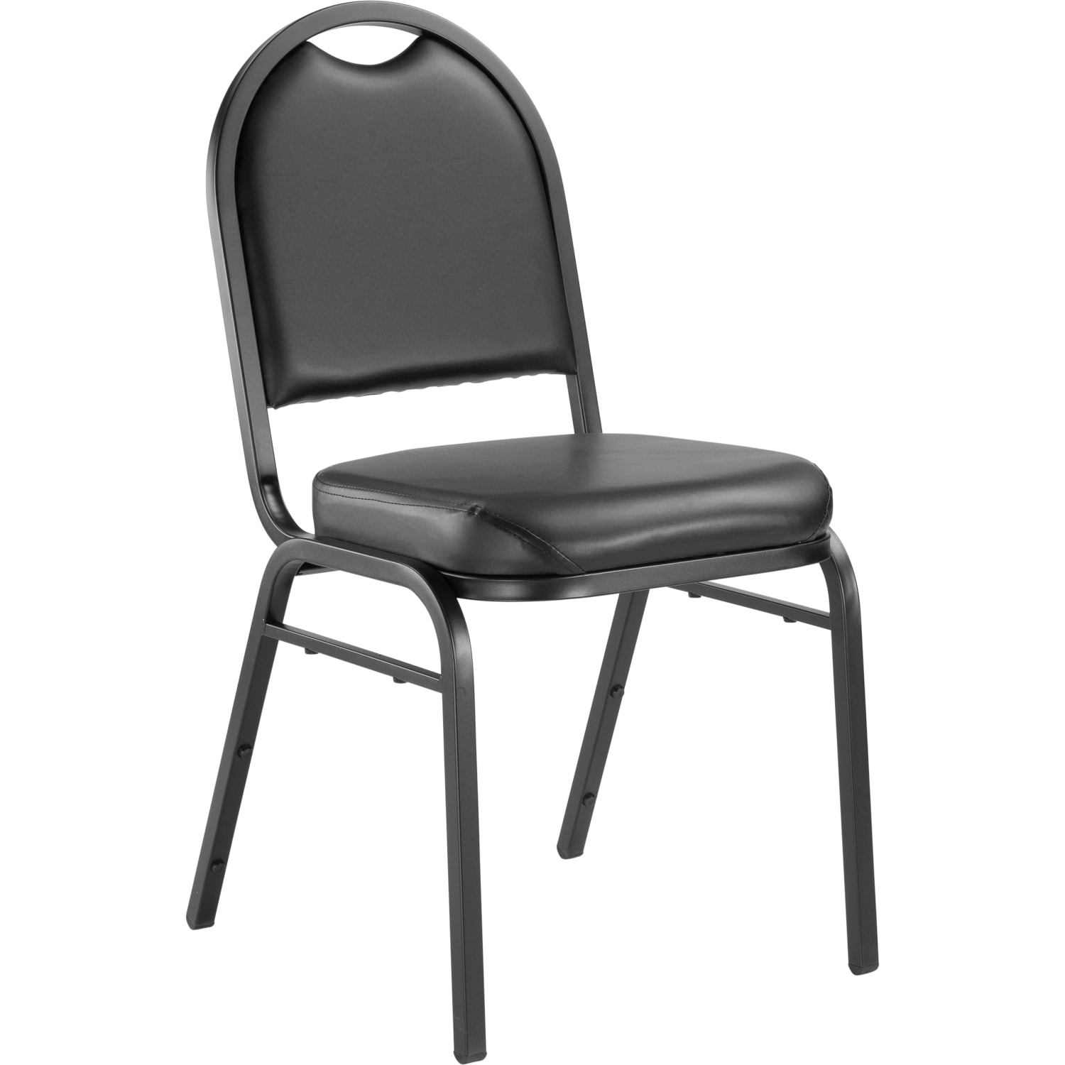 National Public Seating Dome-Back Padded Vinyl Seat, Stacking Banquet Chair, 16in Seat Width, Black Seat/Black Frame, Quantity: 2 - Image 4