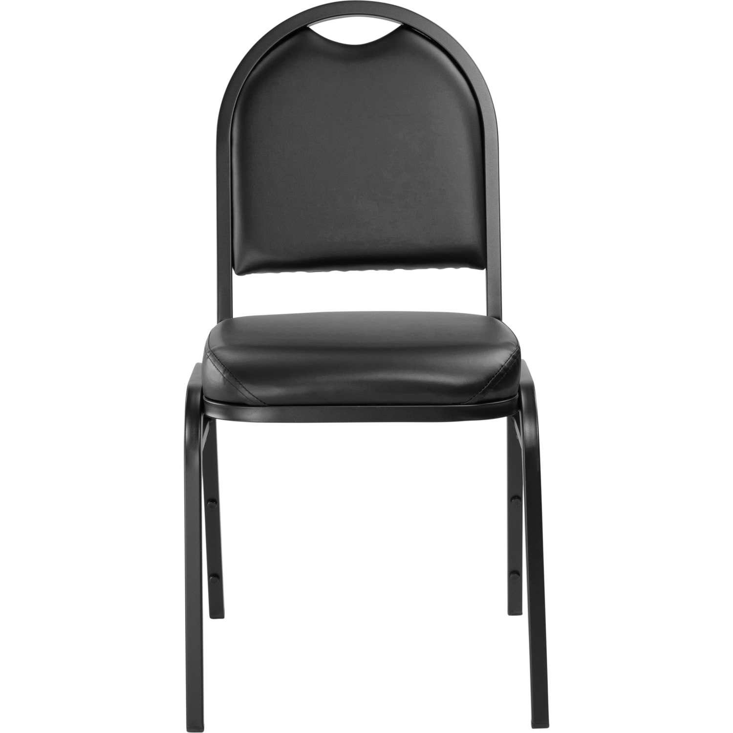 National Public Seating Dome-Back Padded Vinyl Seat, Stacking Banquet Chair, 16in Seat Width, Black Seat/Black Frame, Quantity: 2 - Image 5