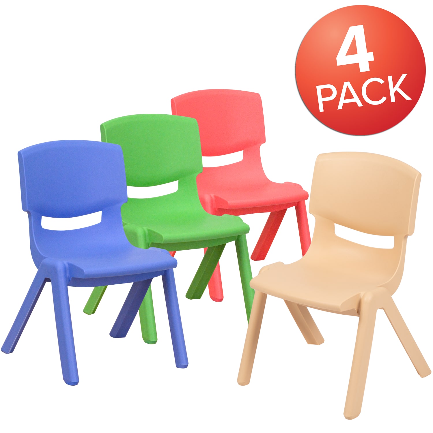 Flash Furniture Plastic Stackable School Chairs With 10 12in Seat Height Assorted Colors Set Of 4 Chairs PopularChairscom